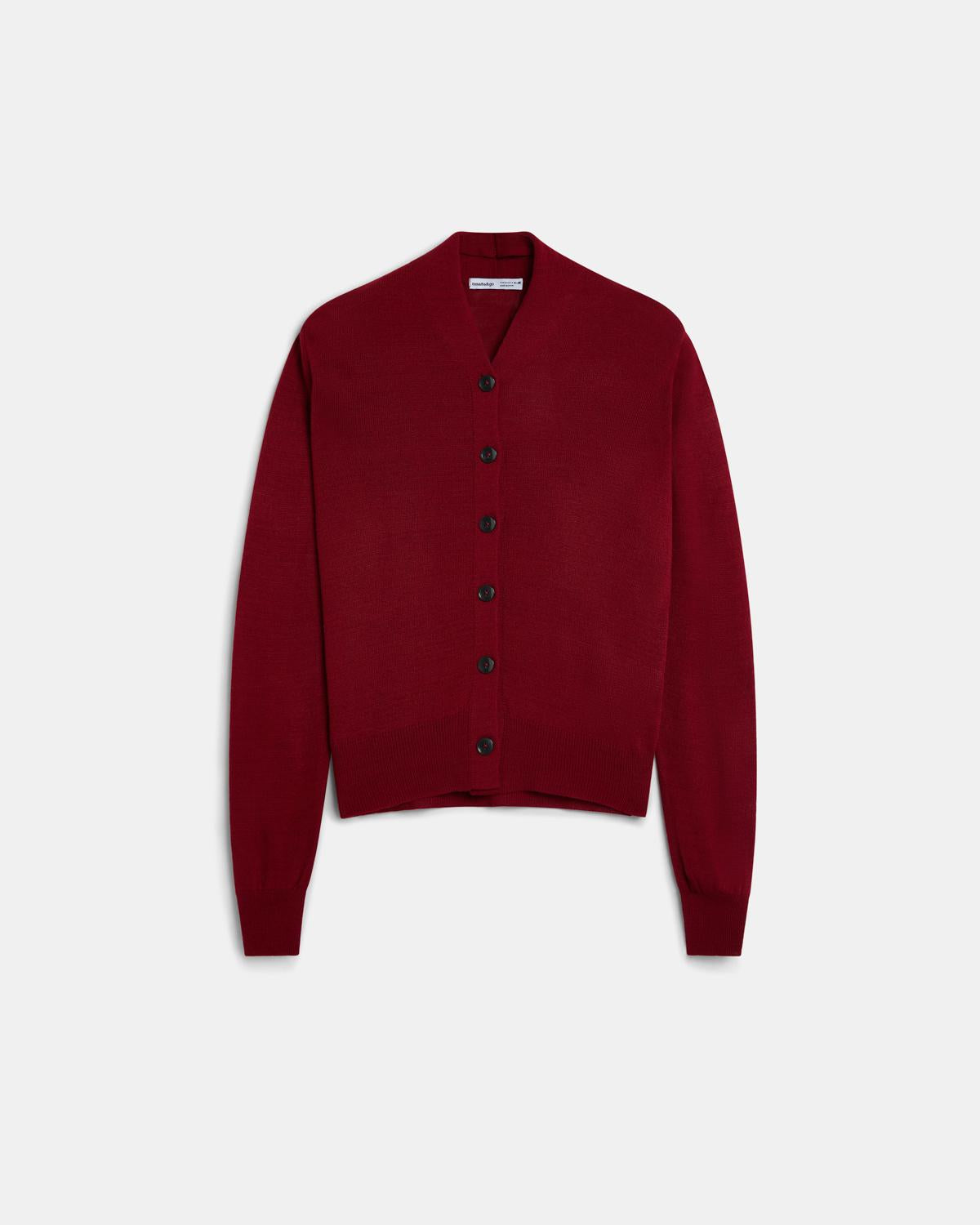 Chaqueta Punto Cuello Subido Pico Granate