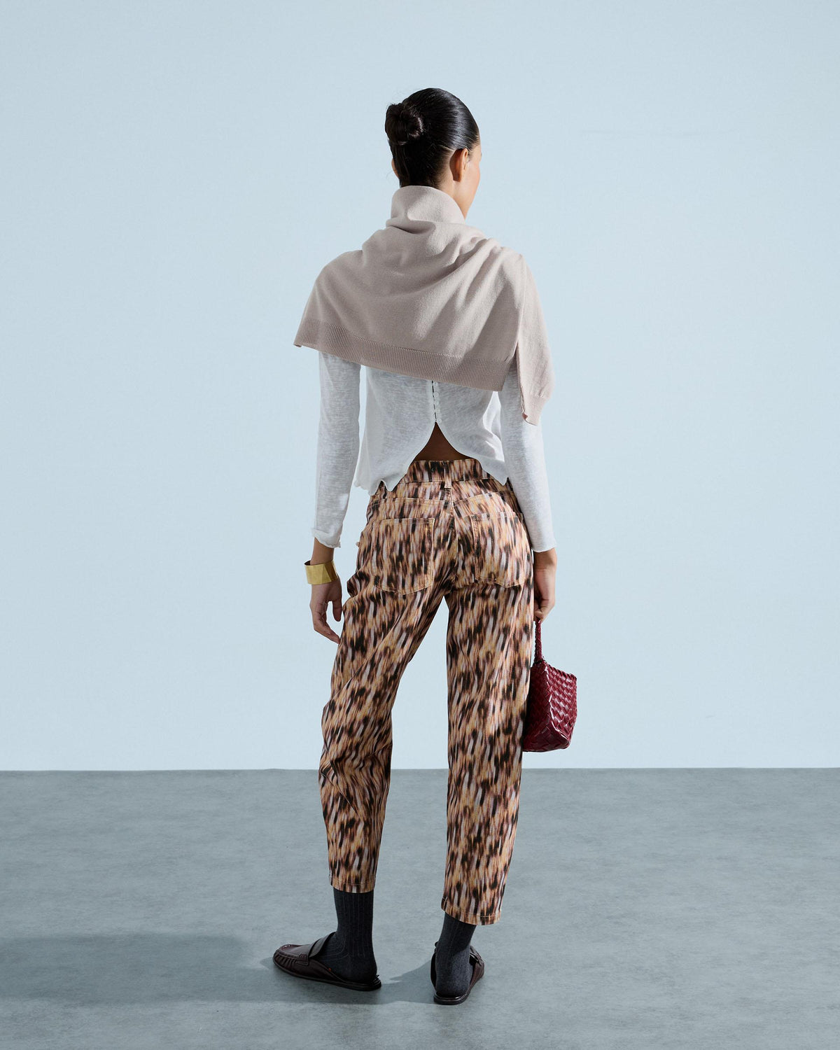 Jeans Estampado Bolsillos Desflecados Multicolor