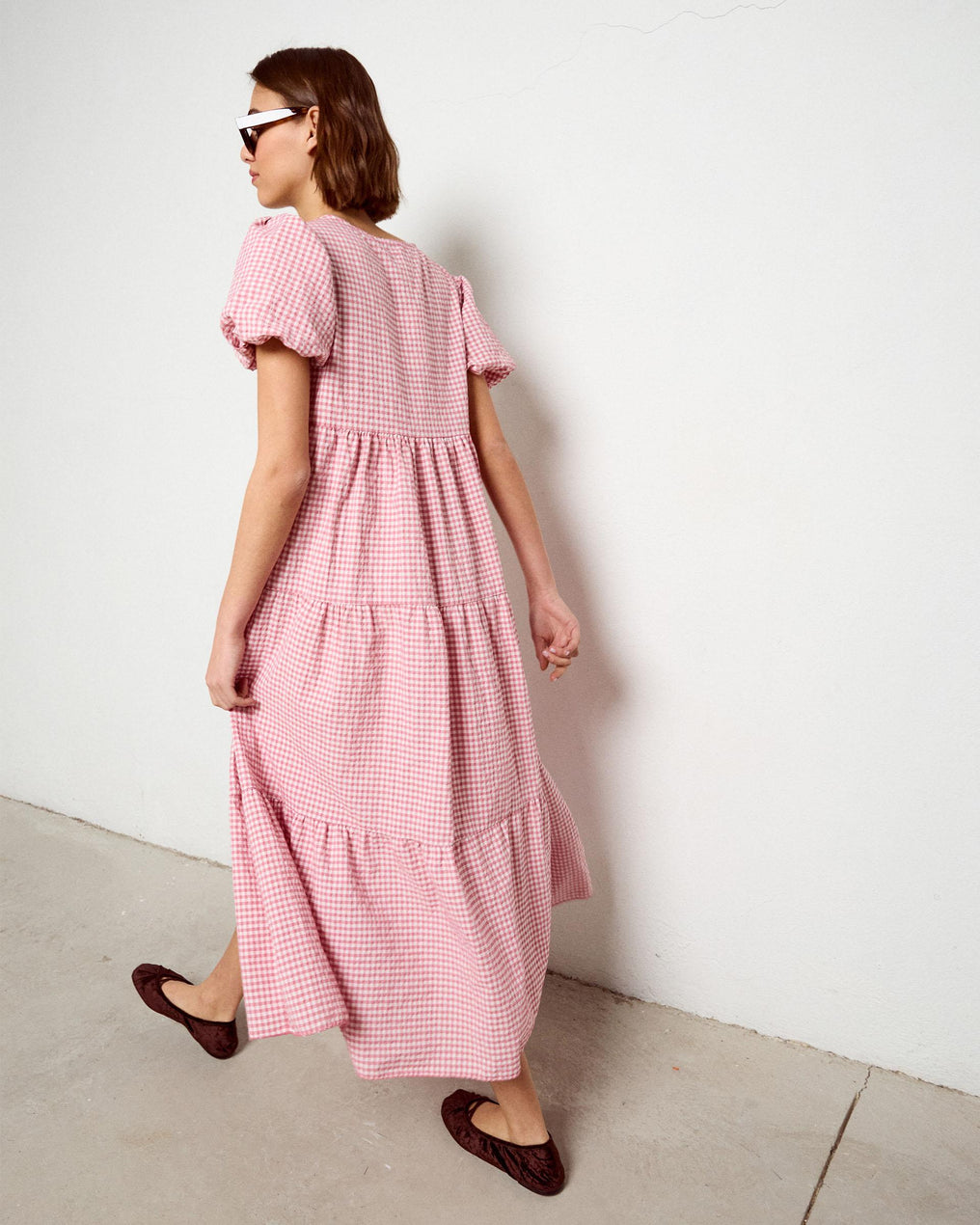 Vestido Comprido com Cortes Rosa