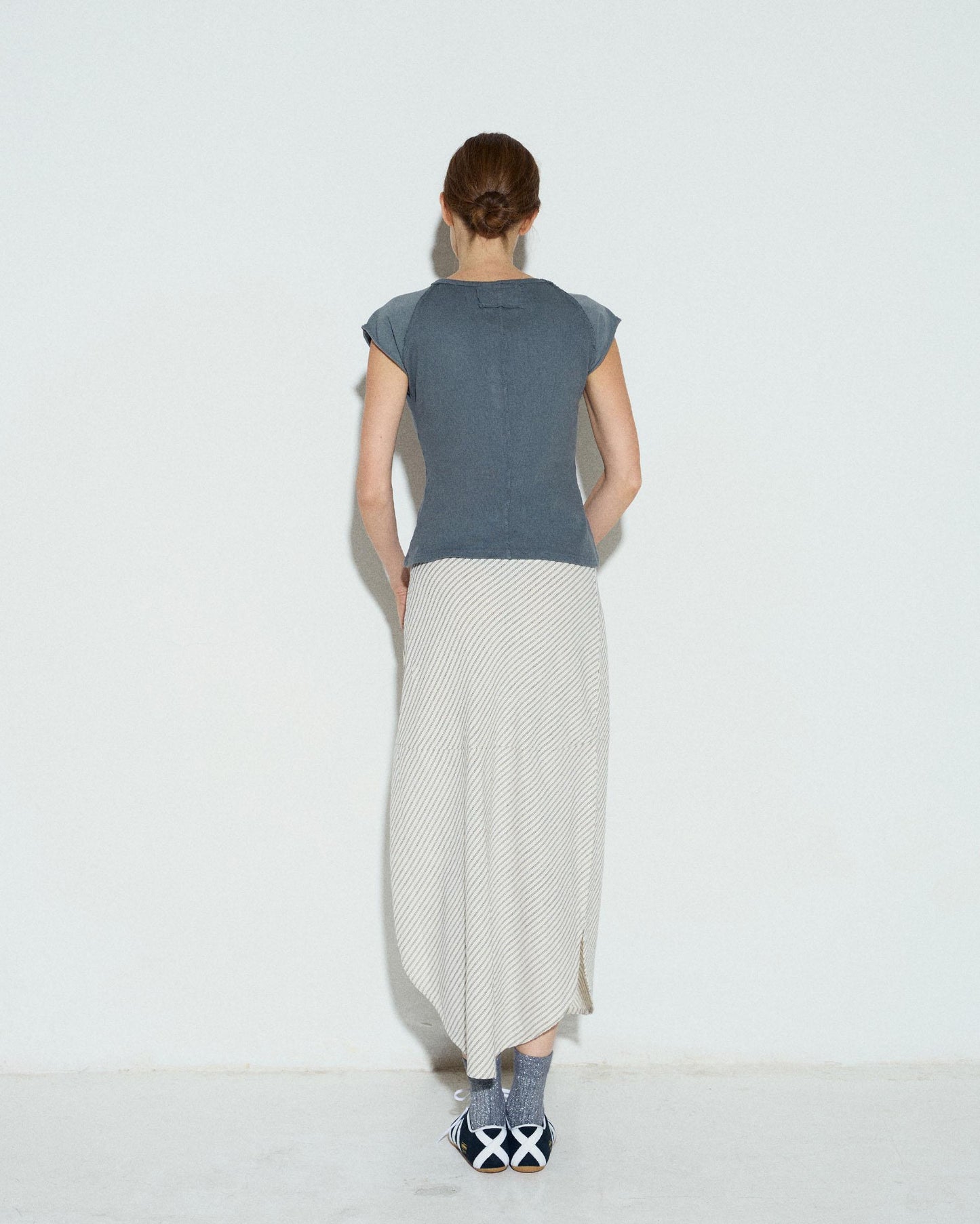 Falda Estampado Rayas Diagonales Blanco