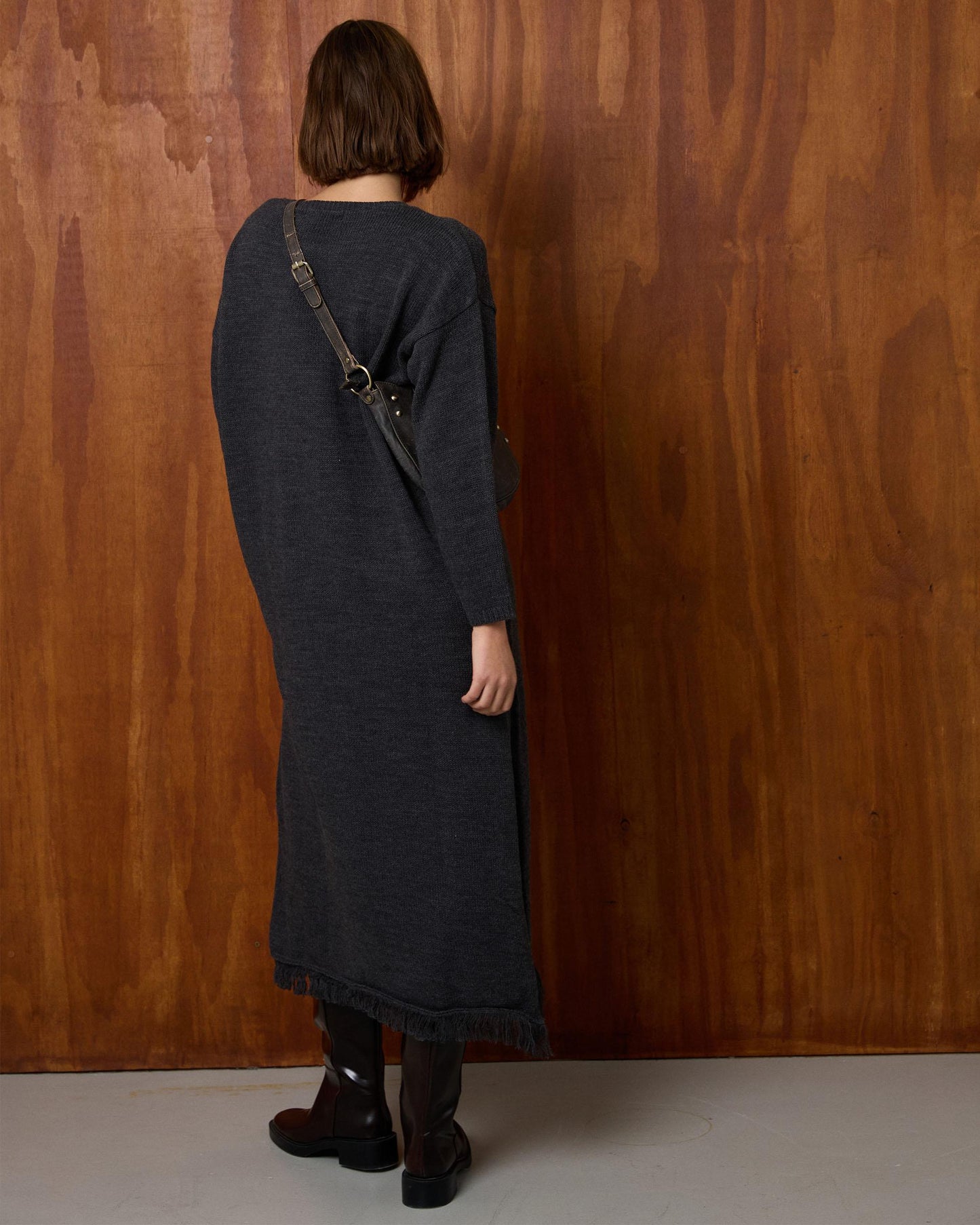 Vestido Punto Jaspeado Gris