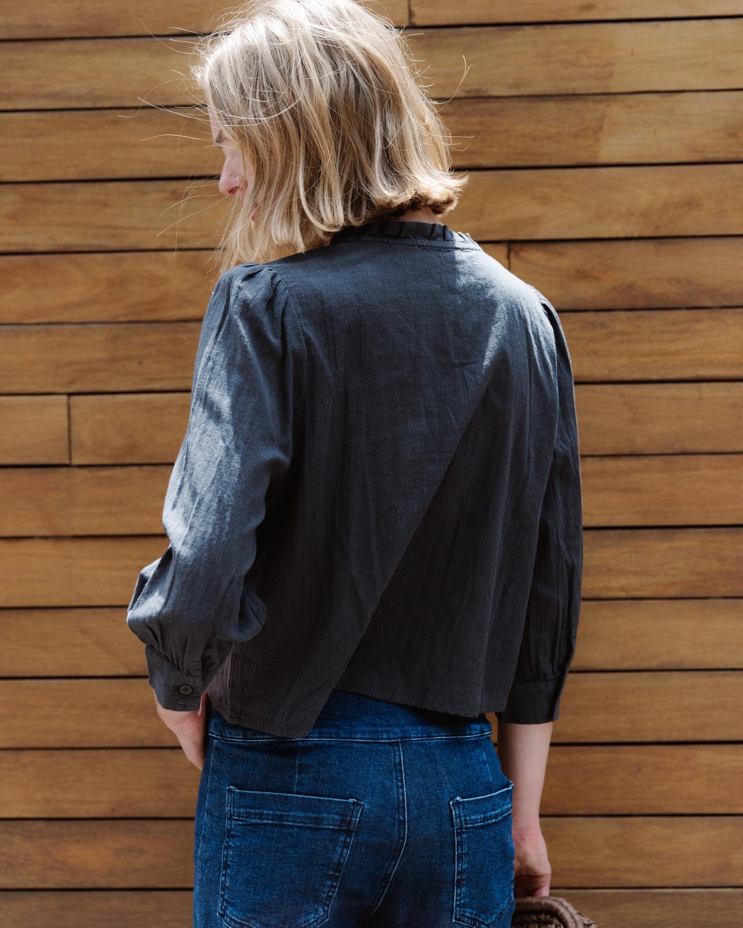 Blusa Manga Francesa Lentejuelas Antracita