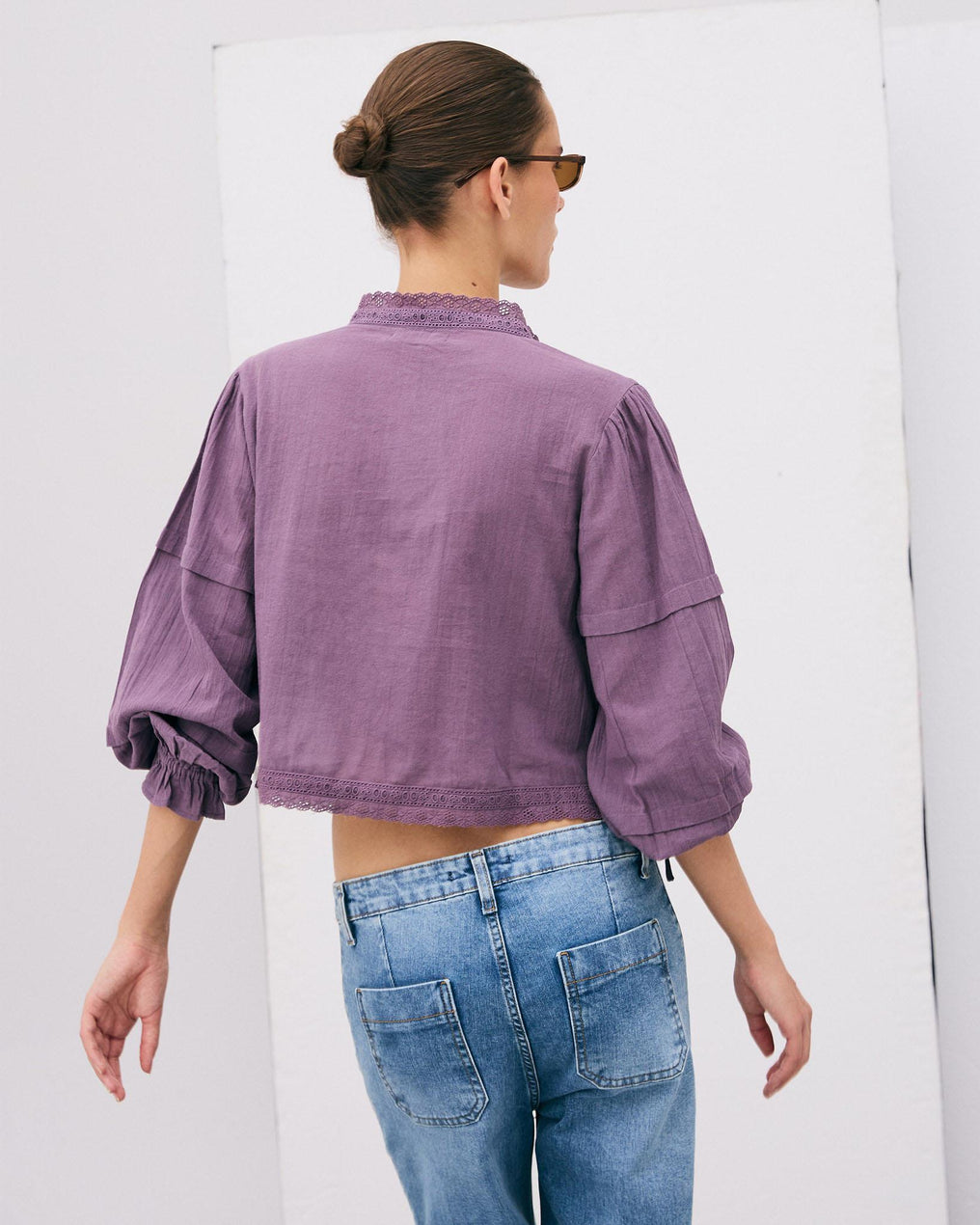 Purple Lace Bow Blouse