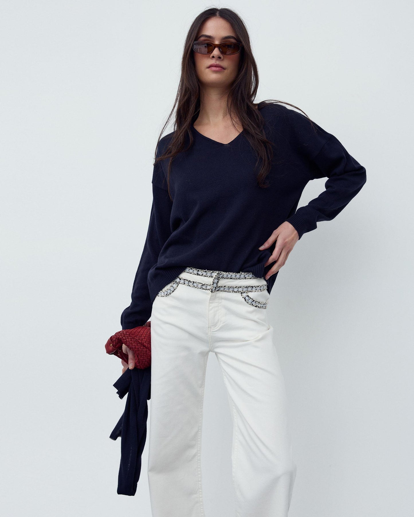 Jeans Detalhe Cós Branco