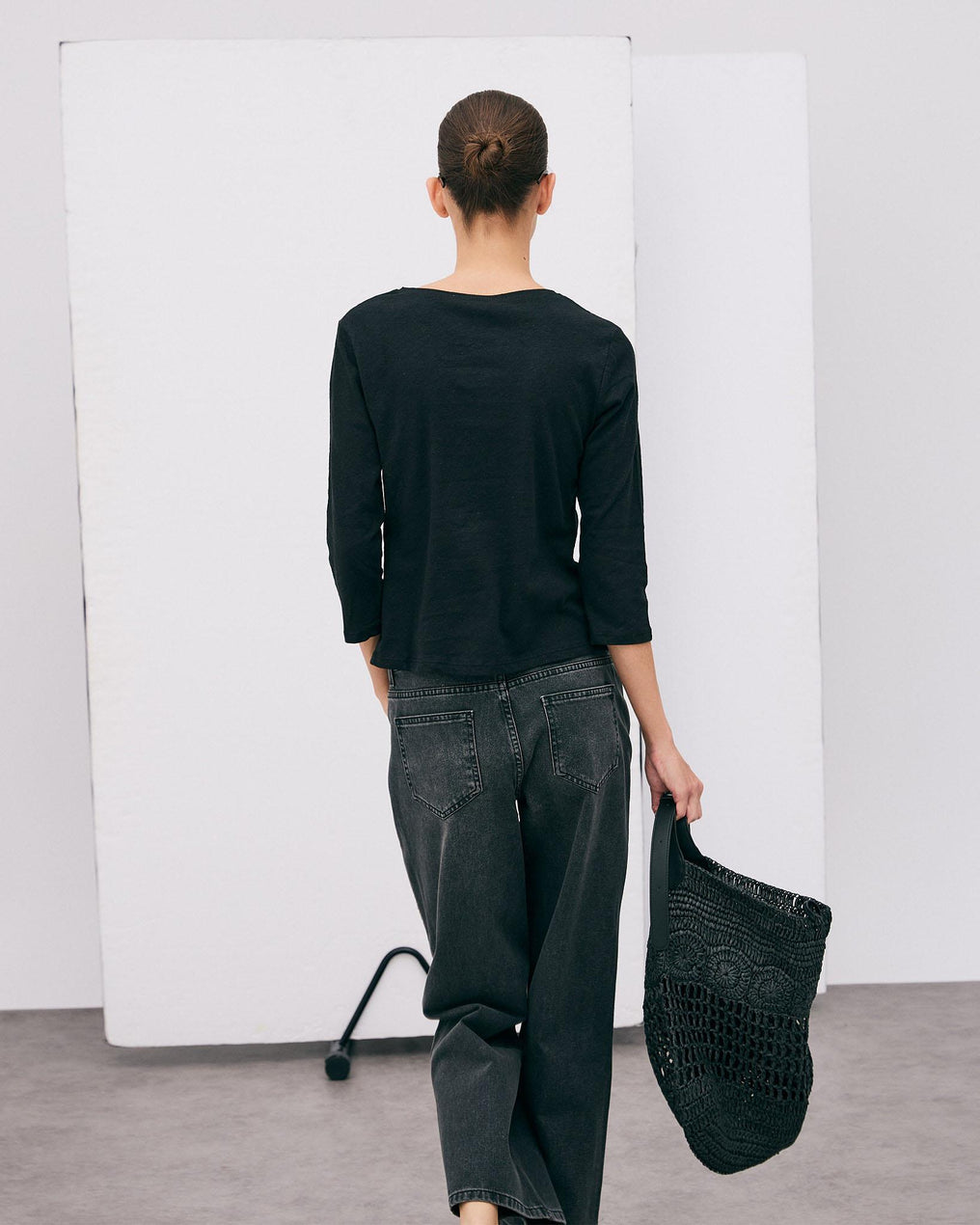 Basic Cap-Sleeve T-shirt Black