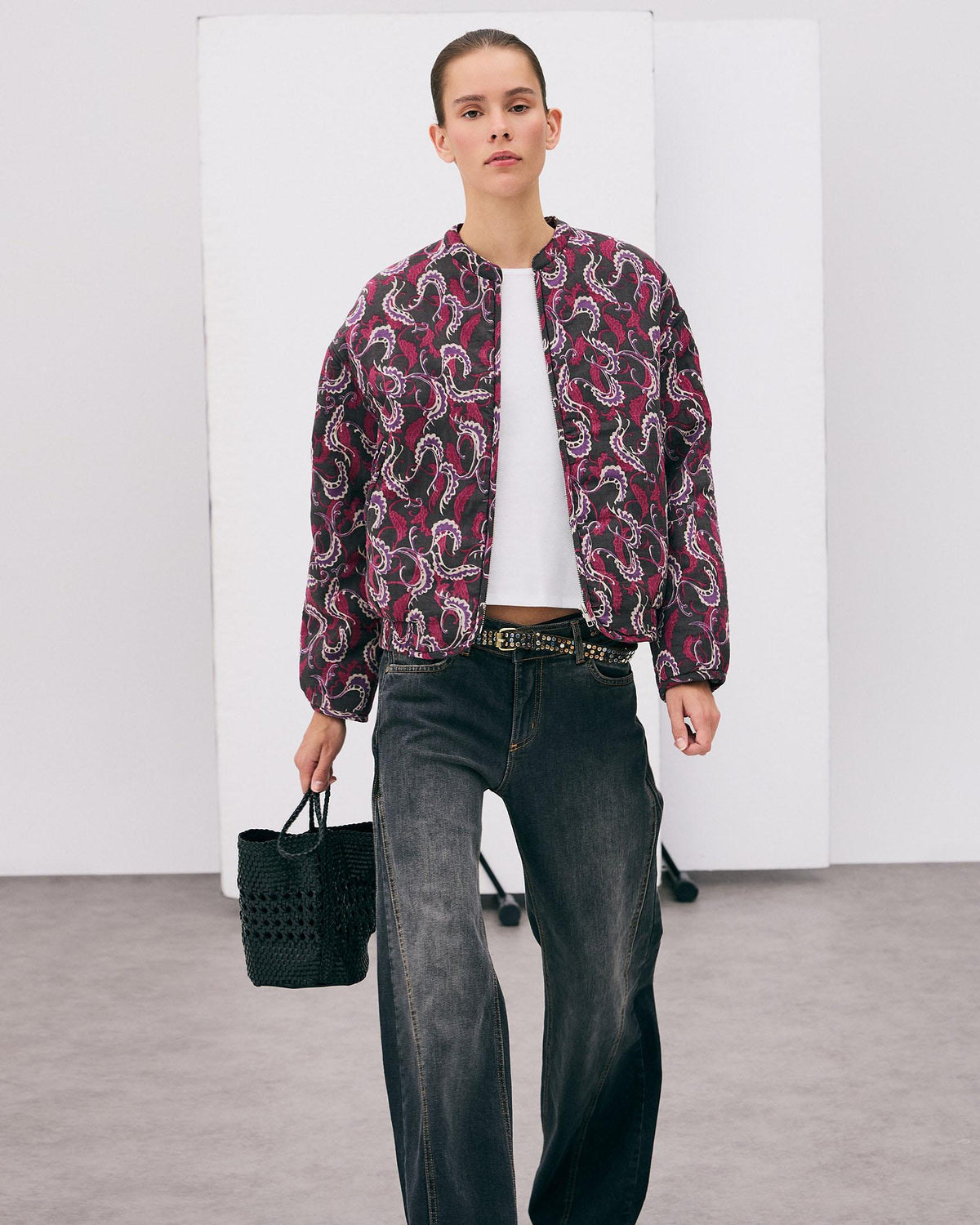 Chaqueta Bomber Estampado Antracita