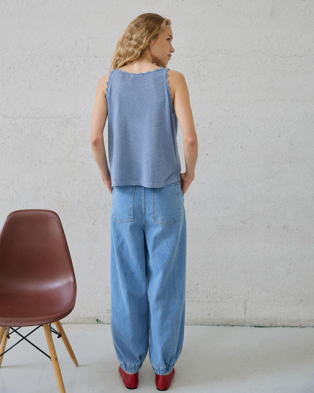 Blue Wavy Details Top