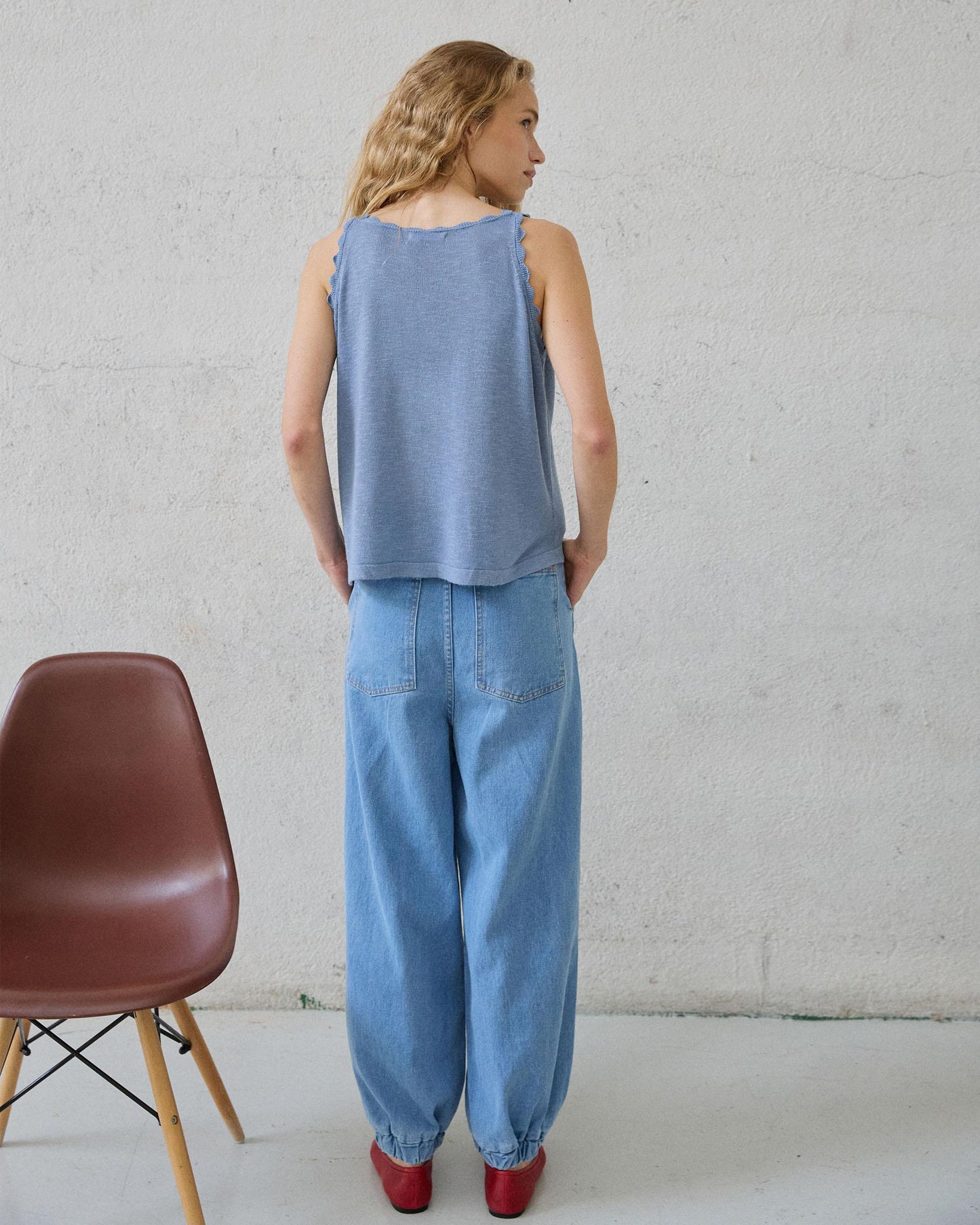 Blue Wavy Details Top