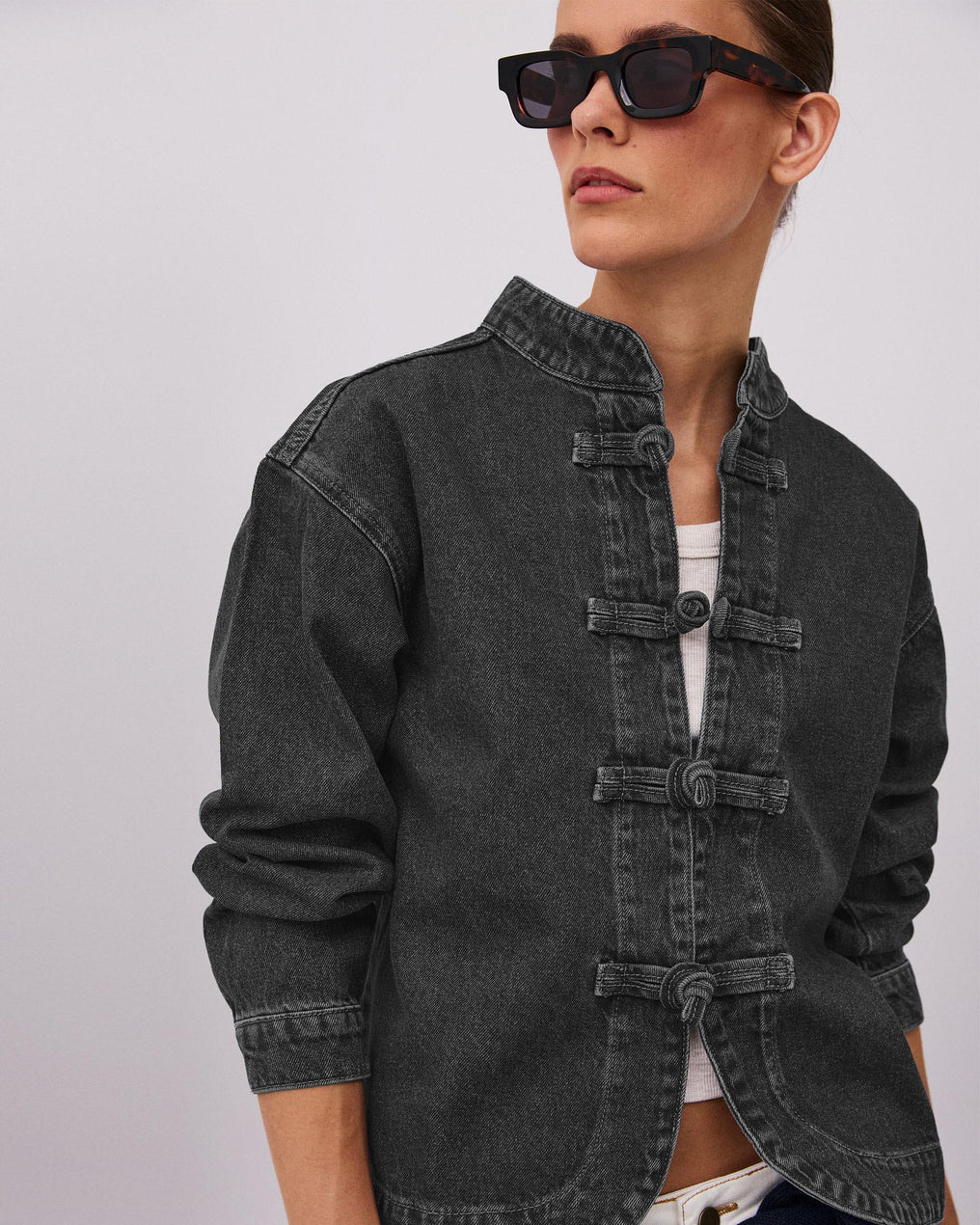 Cazadora Denim Alamares Antracita
