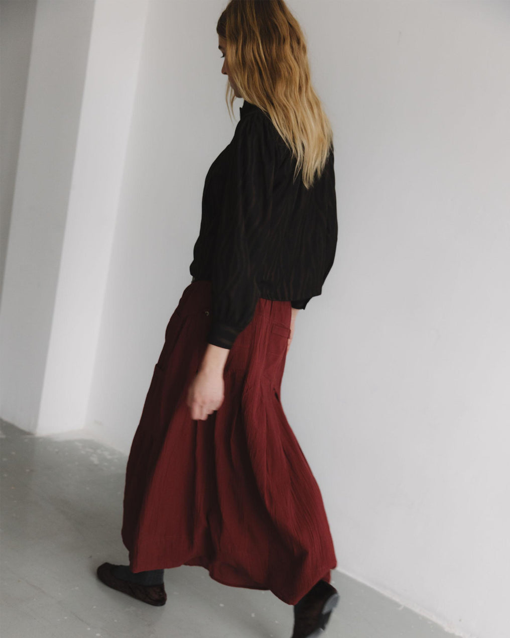 Falda Bolsillos Cargo Granate