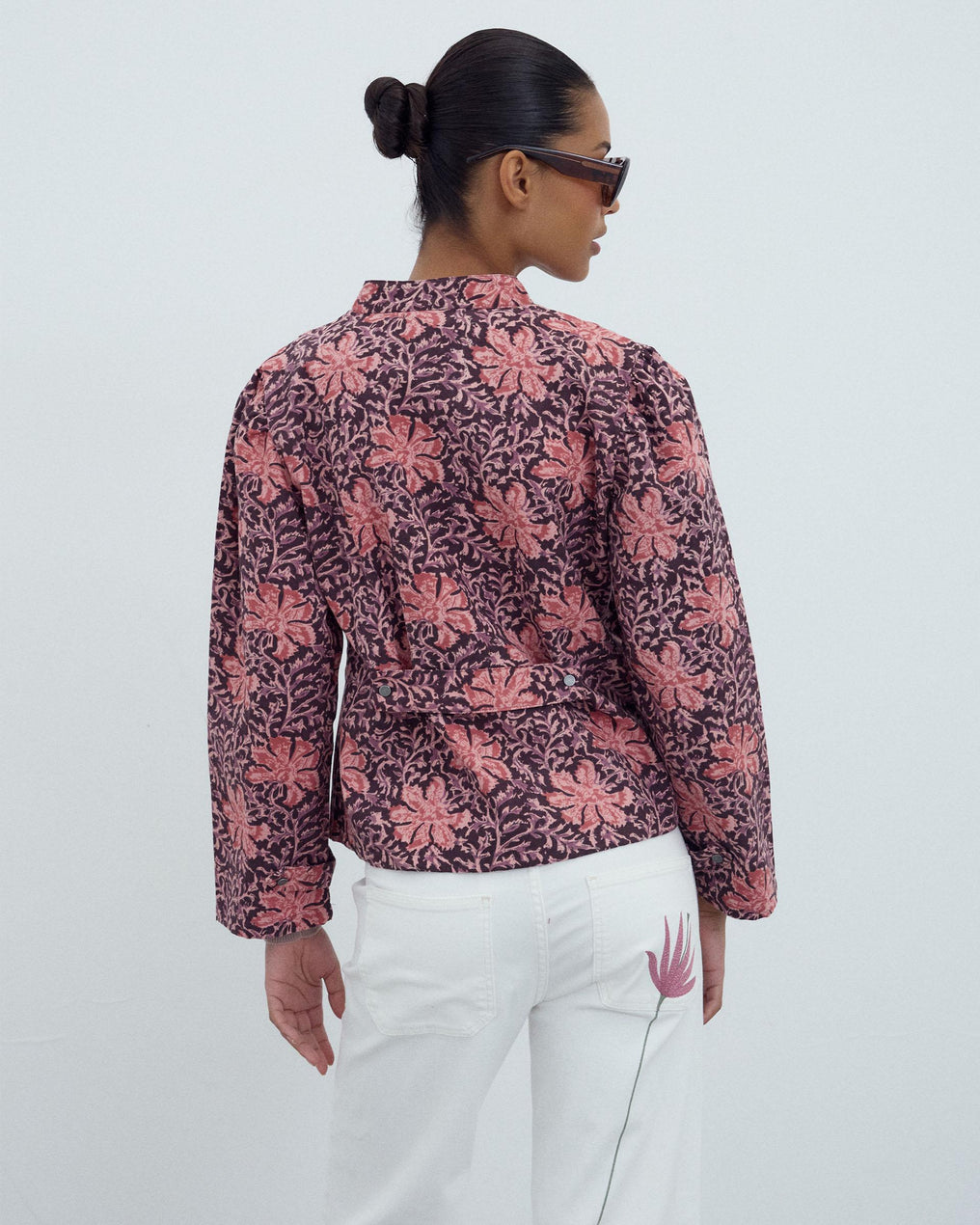Veste Boutons Imprimé Floral Rose