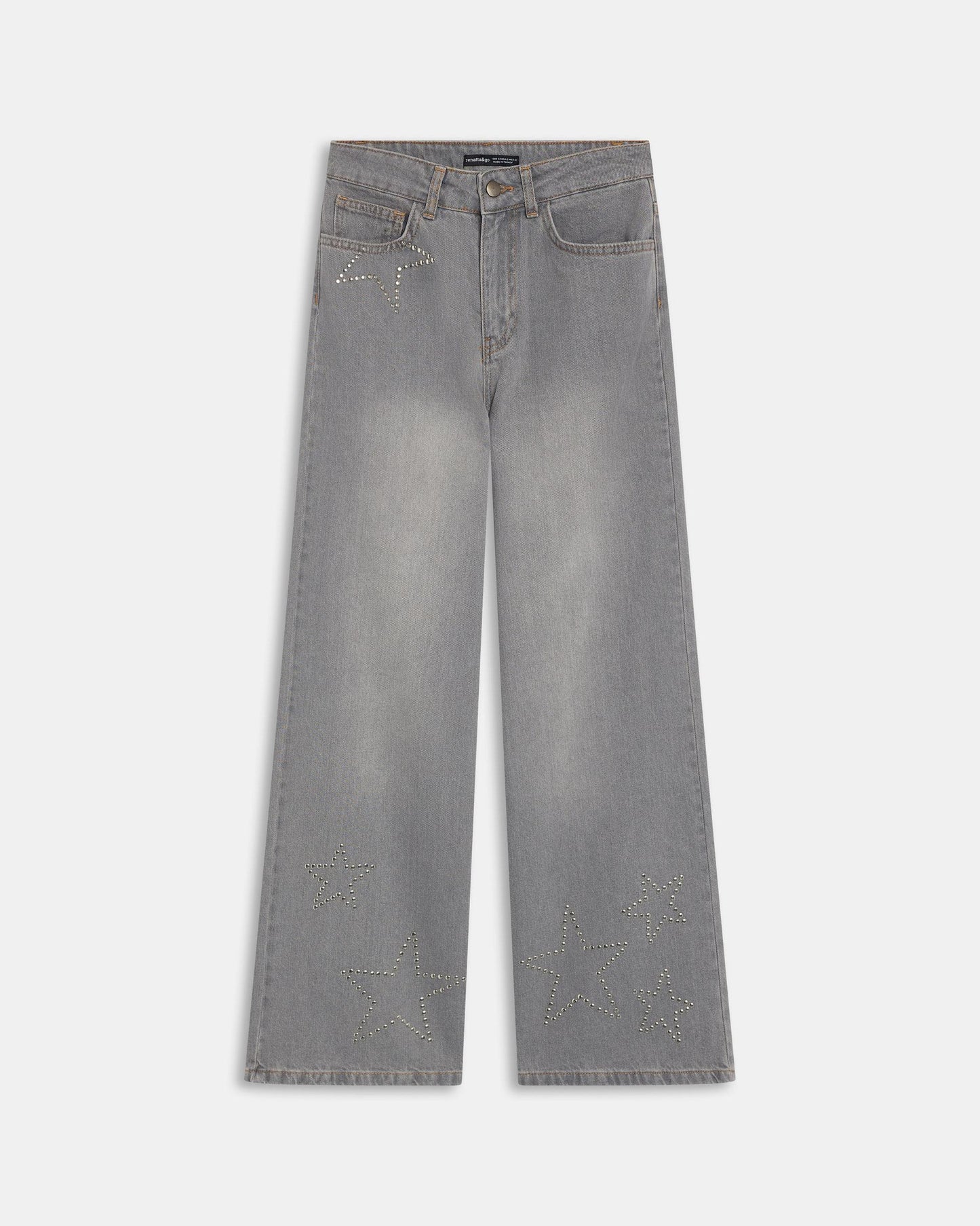 Jeans Tachas Estrelas Cinzento