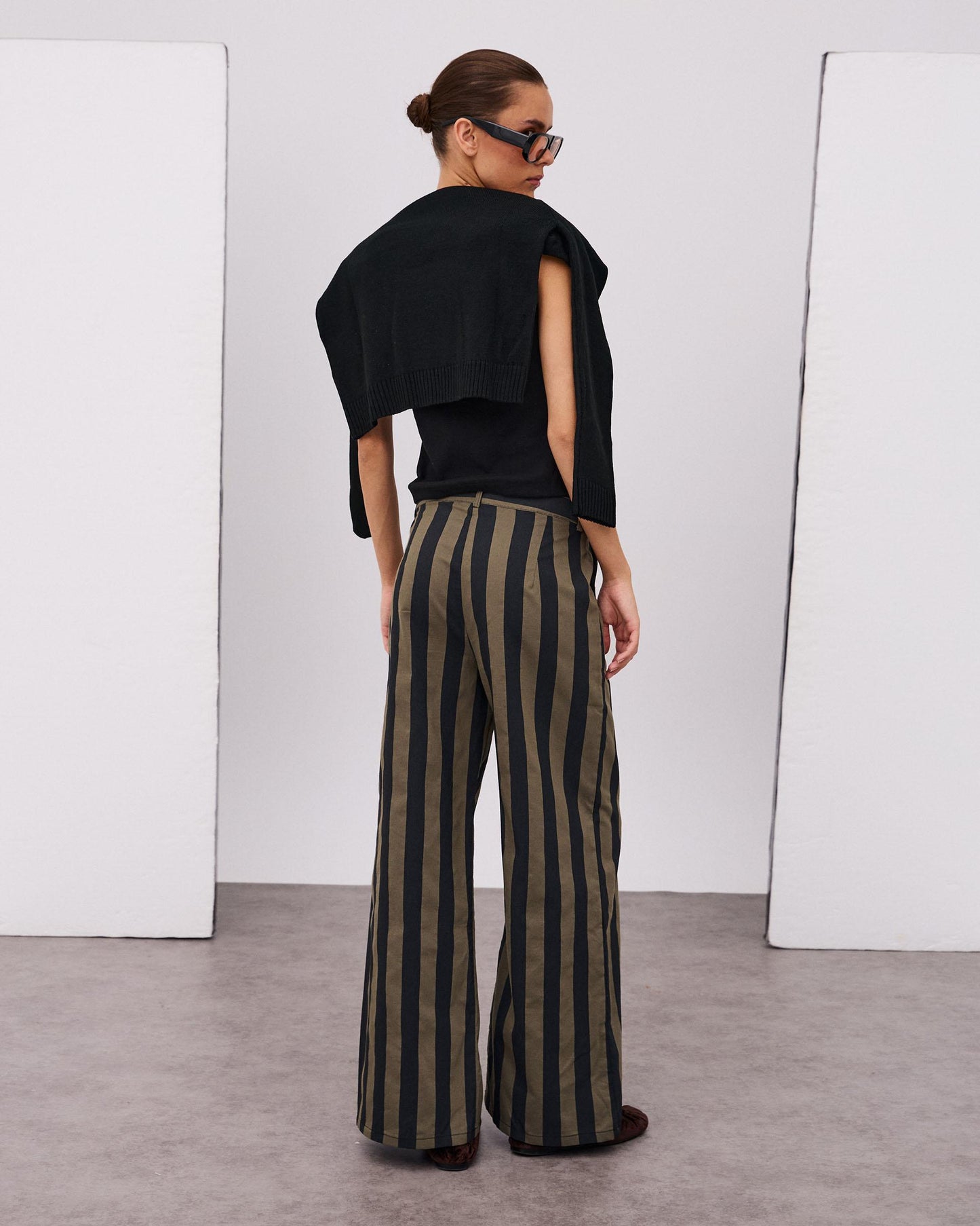 Pantalón Rayas Bicolor Negro