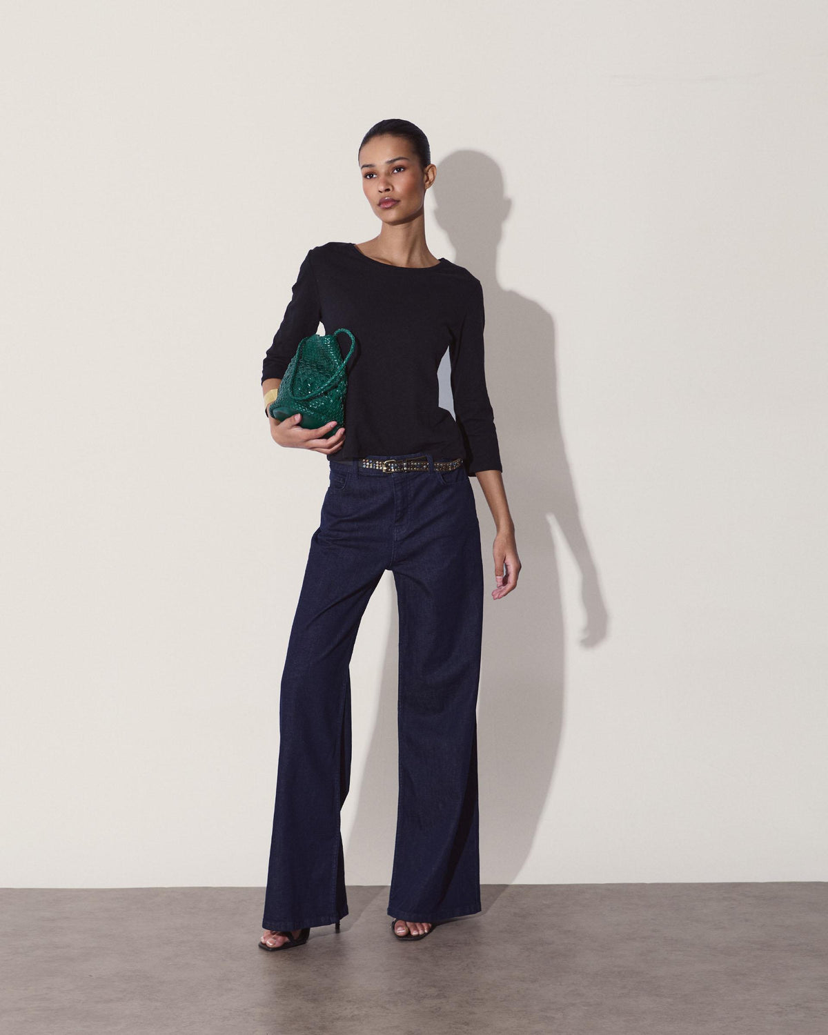 Jeans Estrella Brillos Trasera Azul Oscuro