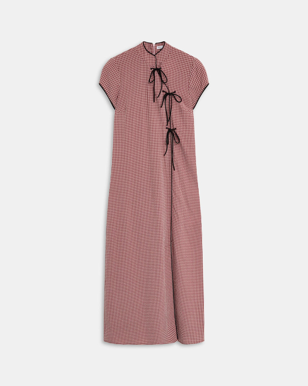 Robe Lacets Contrastant Carreaux Rose