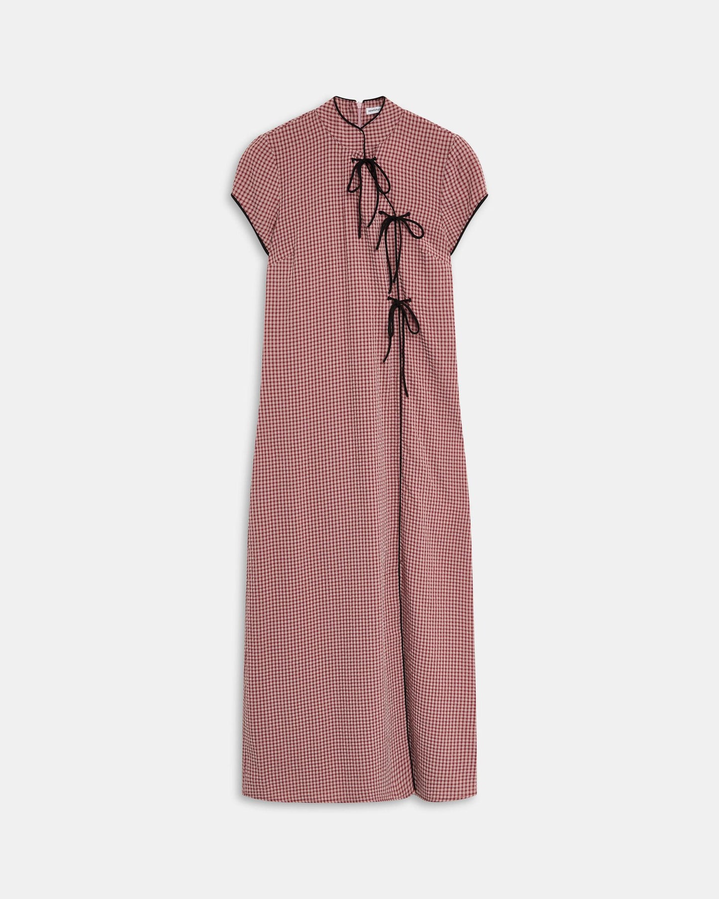 Robe Lacets Contrastant Carreaux Rose