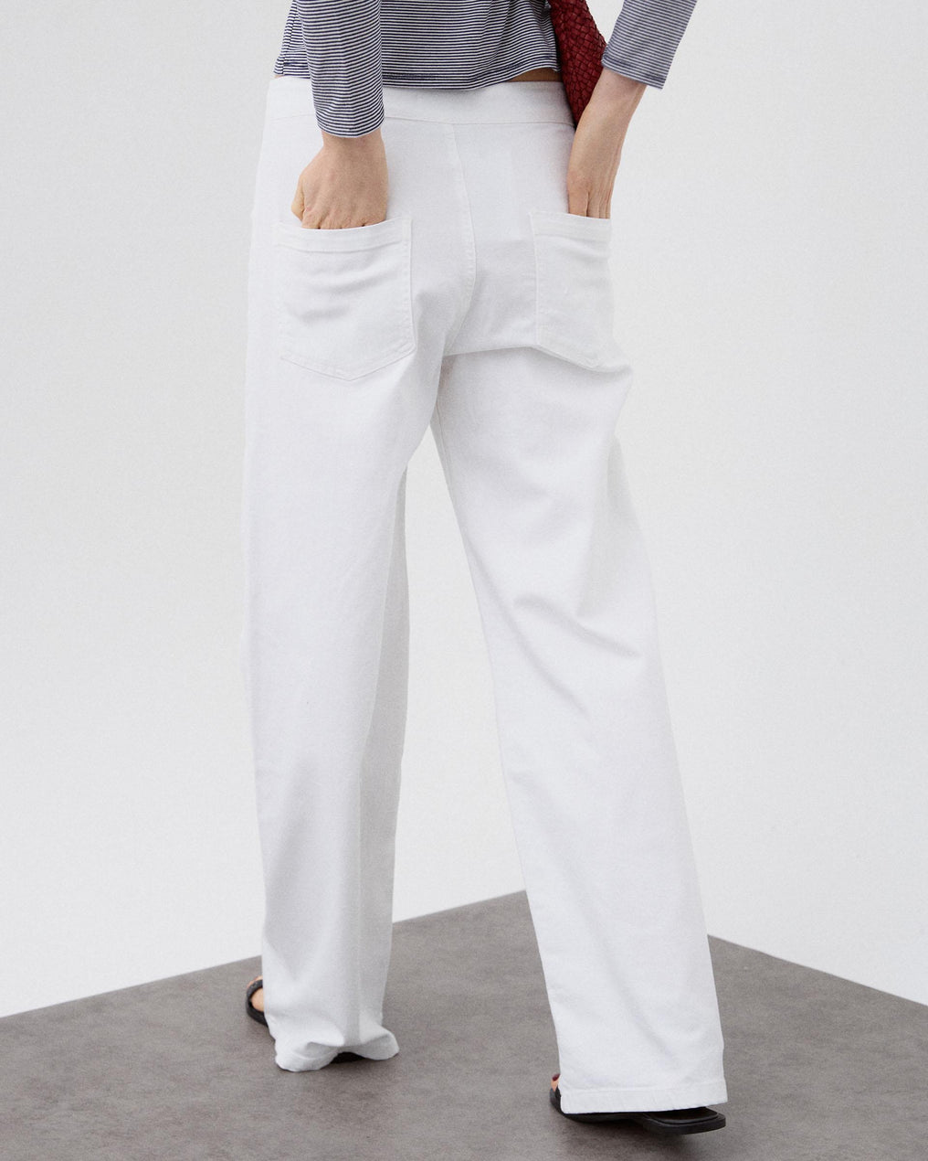 Jeans Cinturilla Pieza Botones Blanco