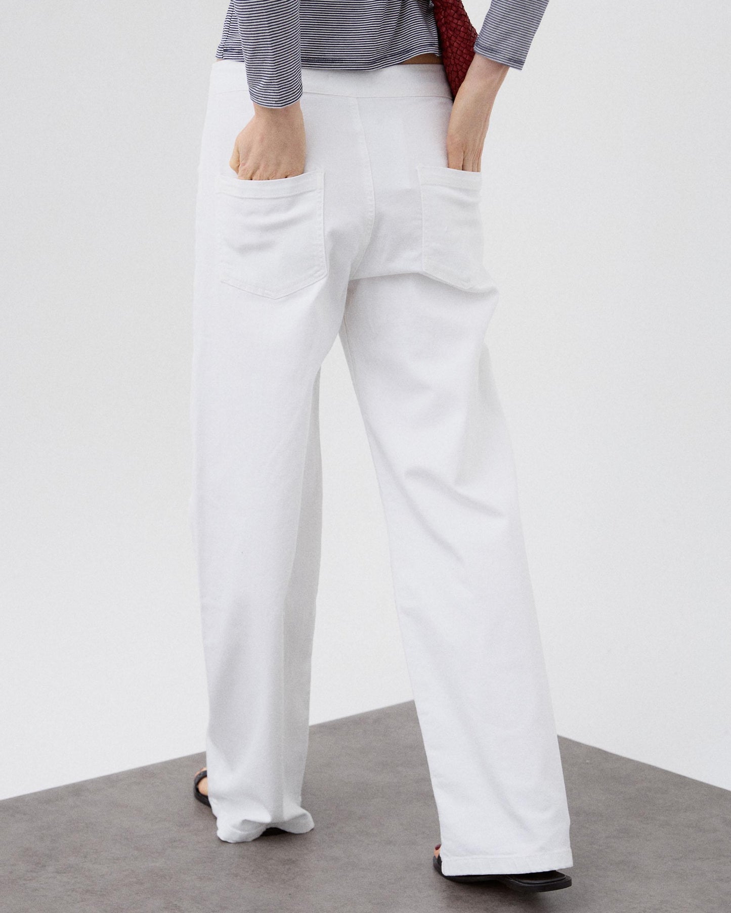 Jeans Cinturilla Pieza Botones Blanco