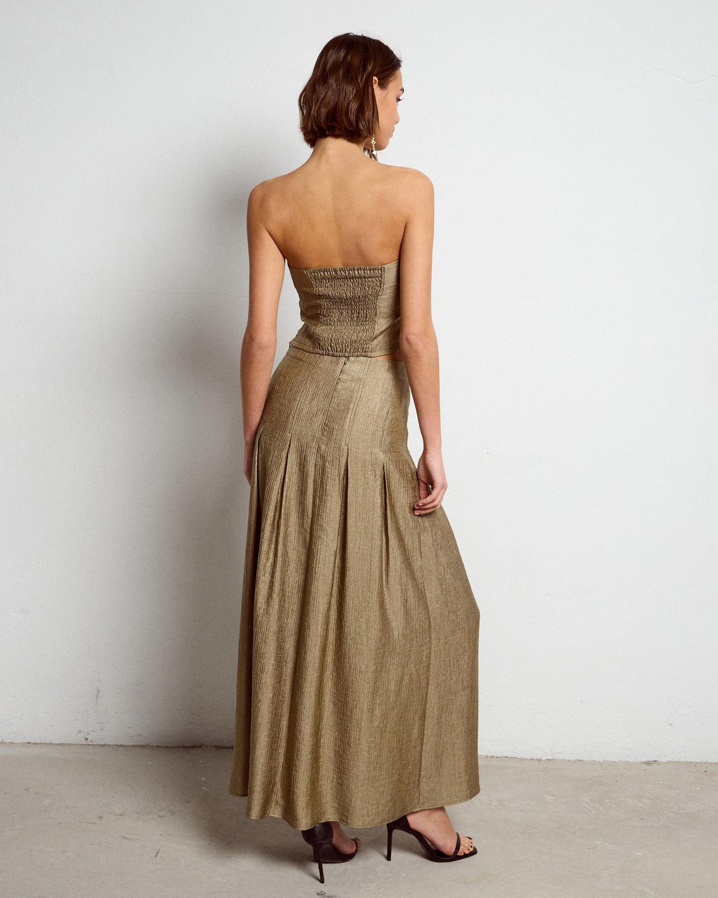 Falda Costuras Tablas Verde