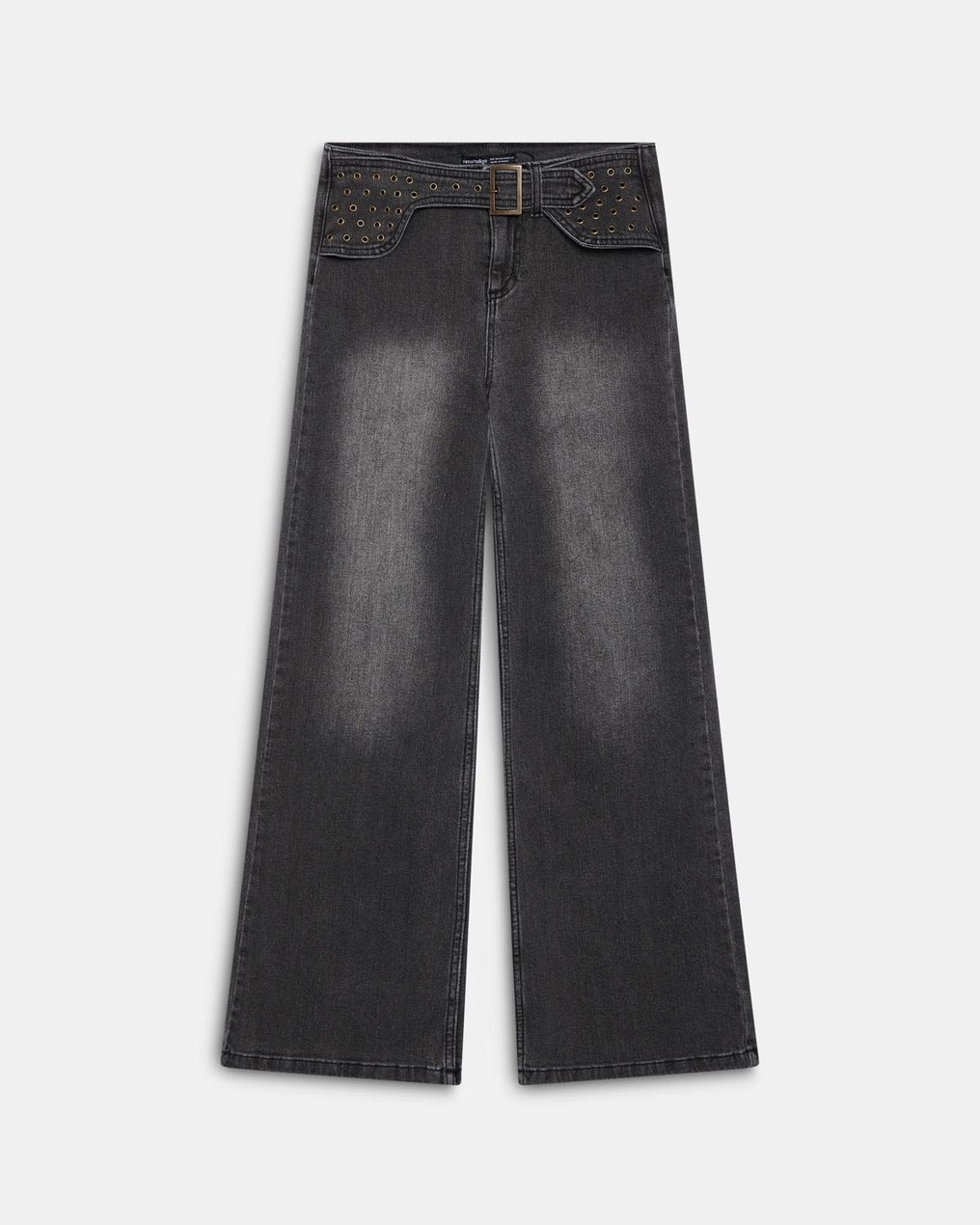 Jeans Cinturón Arandelas Antracita