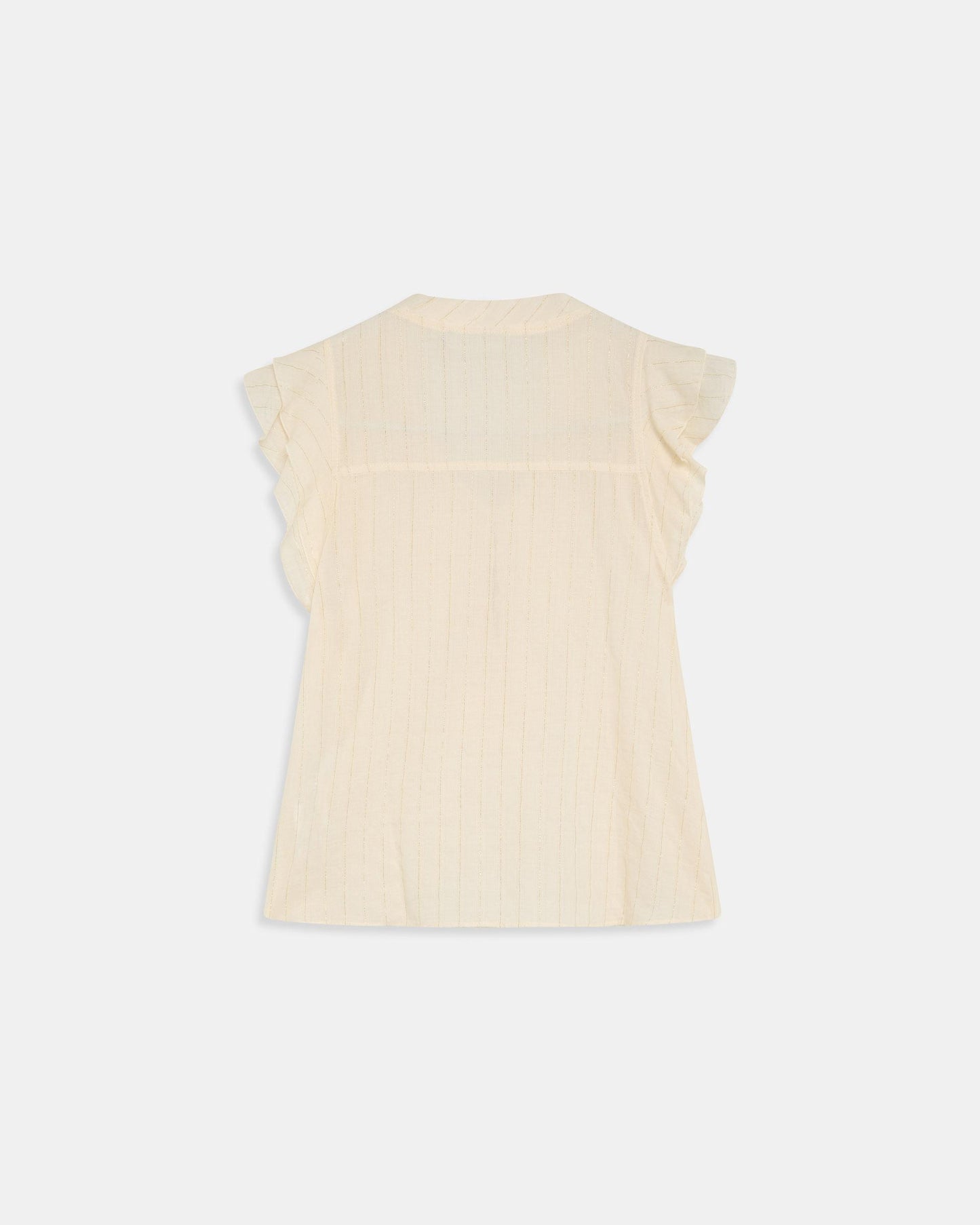 White Lurex Striped Sleeveless Blouse