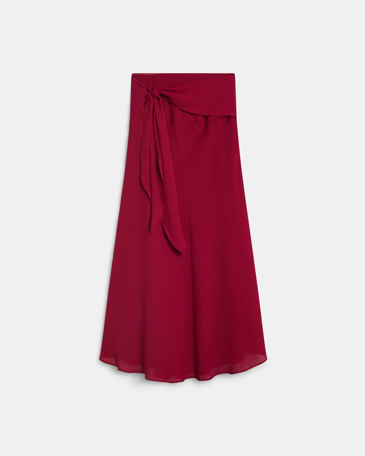 Burgundy Tie-Front Maxi Skirt