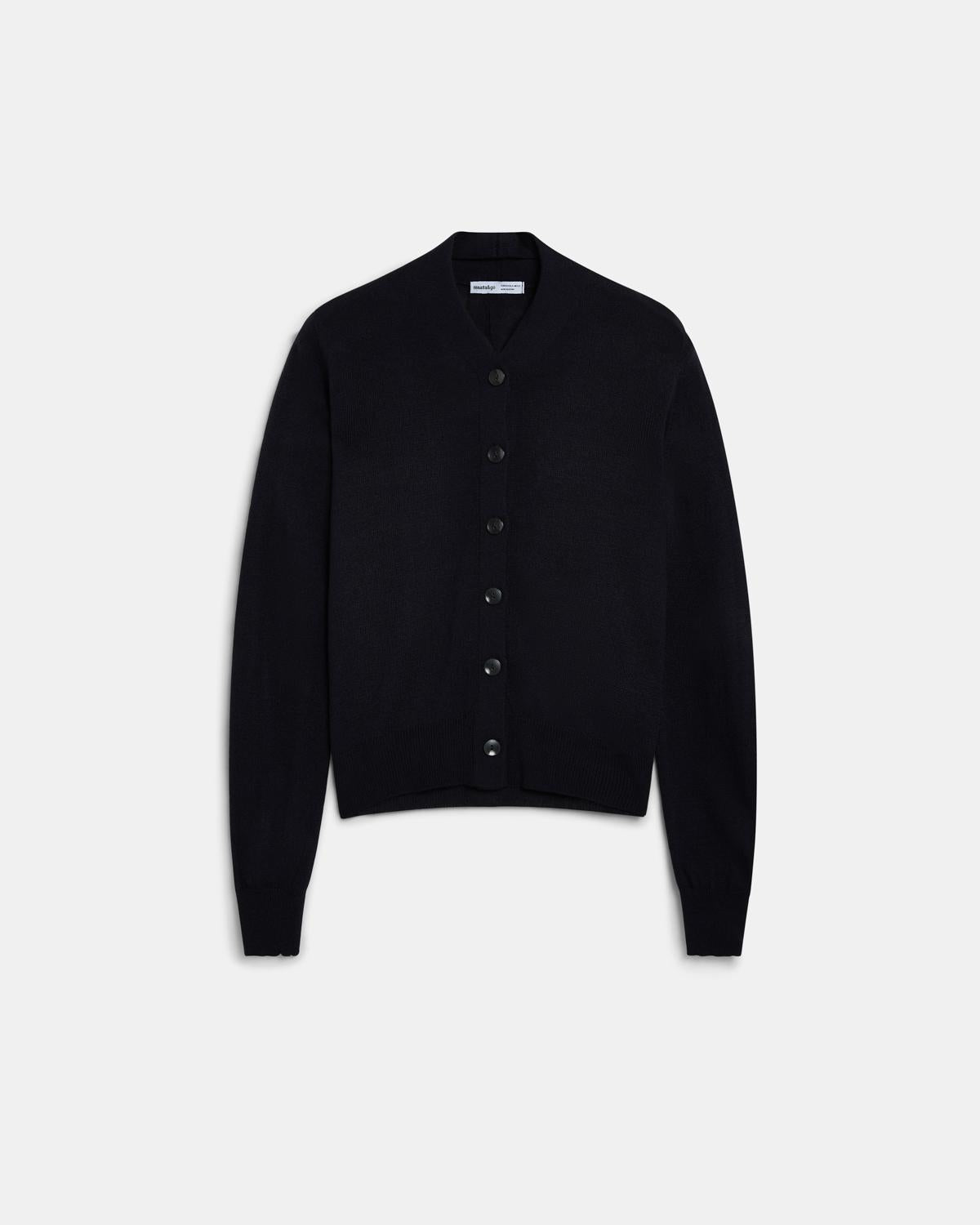 Chaqueta Punto Cuello Subido Pico Azul Marino