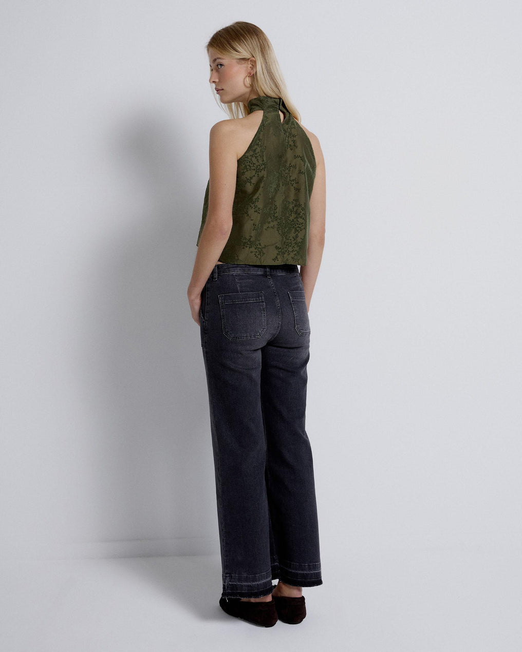 Top Halter Verde com Decote Cruzado