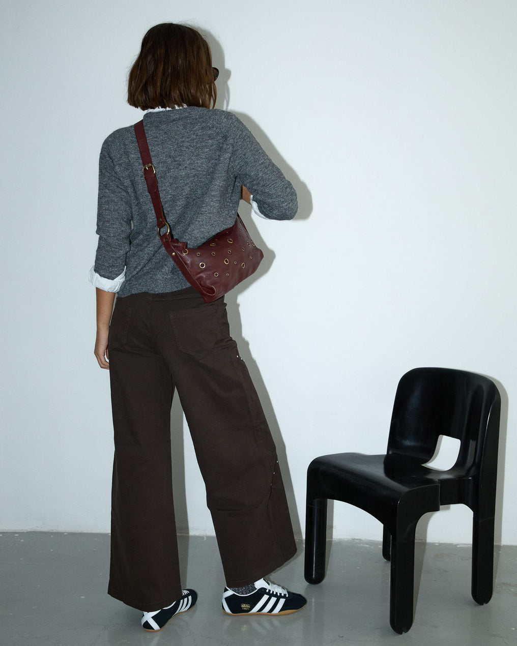 Brown Diagonal Studded Pants