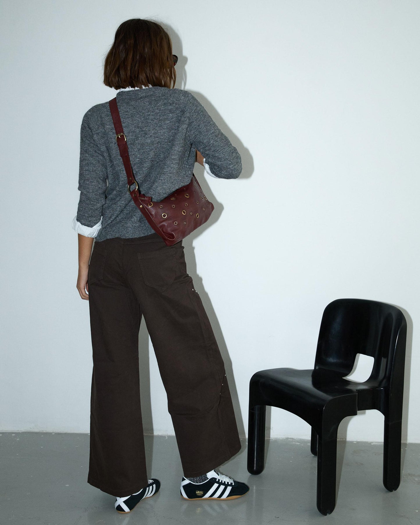 Brown Diagonal Studded Pants