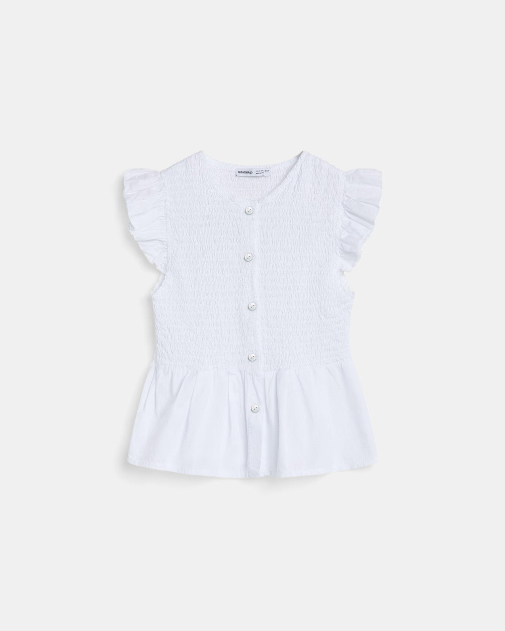 Blusa Ninho de Abelha Botões Frente Branca
