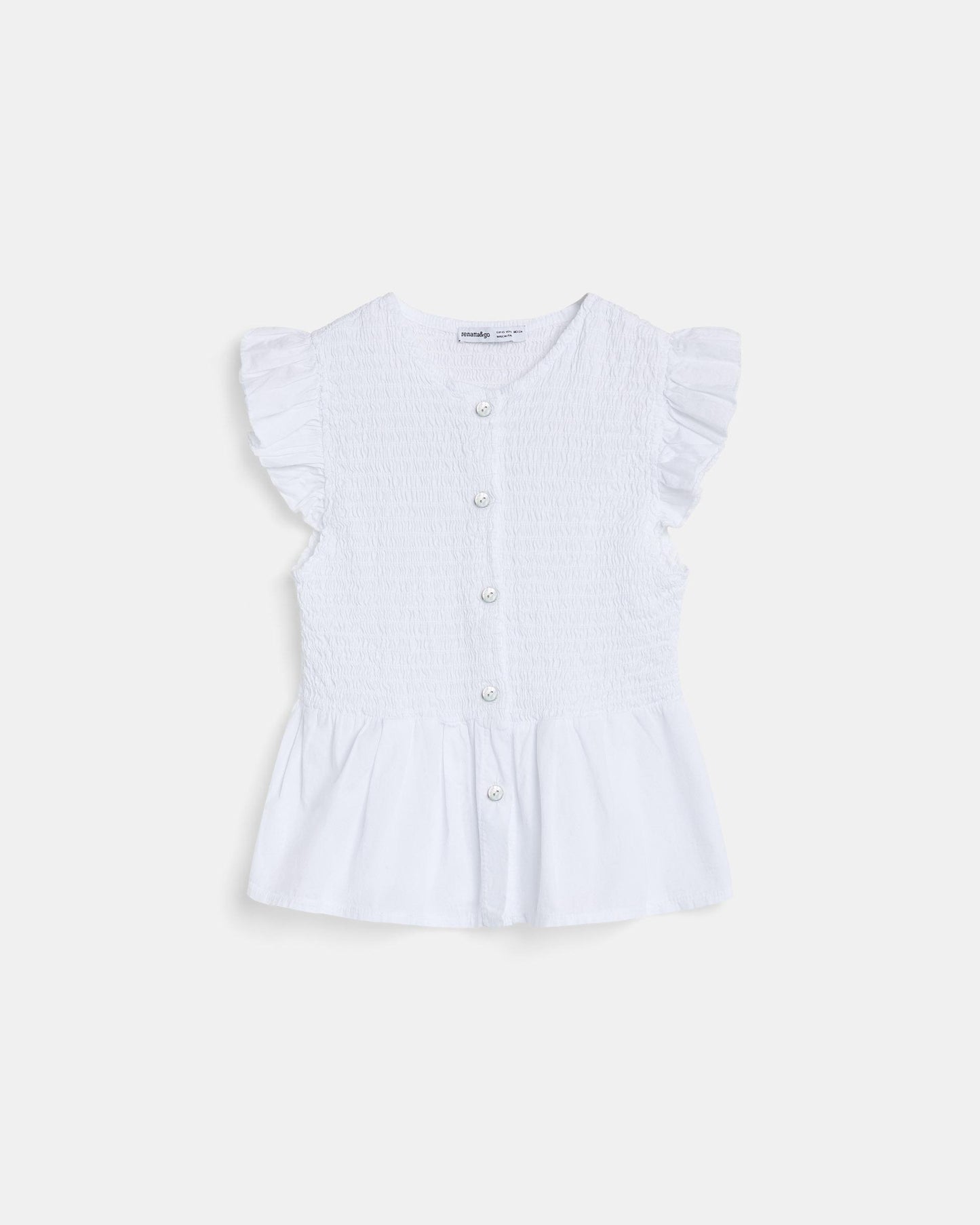 Blusa Ninho de Abelha Botões Frente Branca