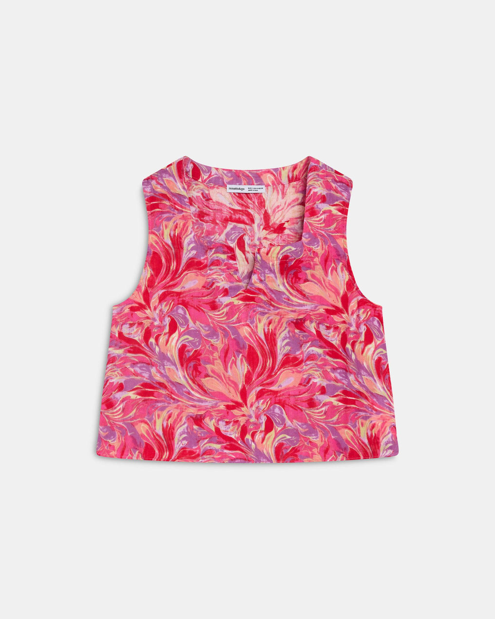 Top Botones Frunces Estampado Floral Fucsia