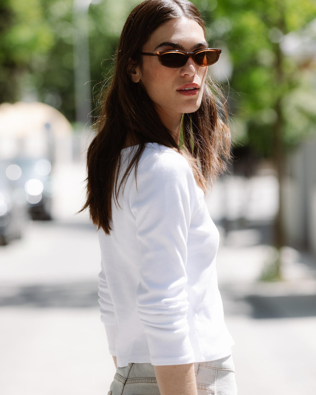 T-shirt Rib Décolleté Rond Blanc