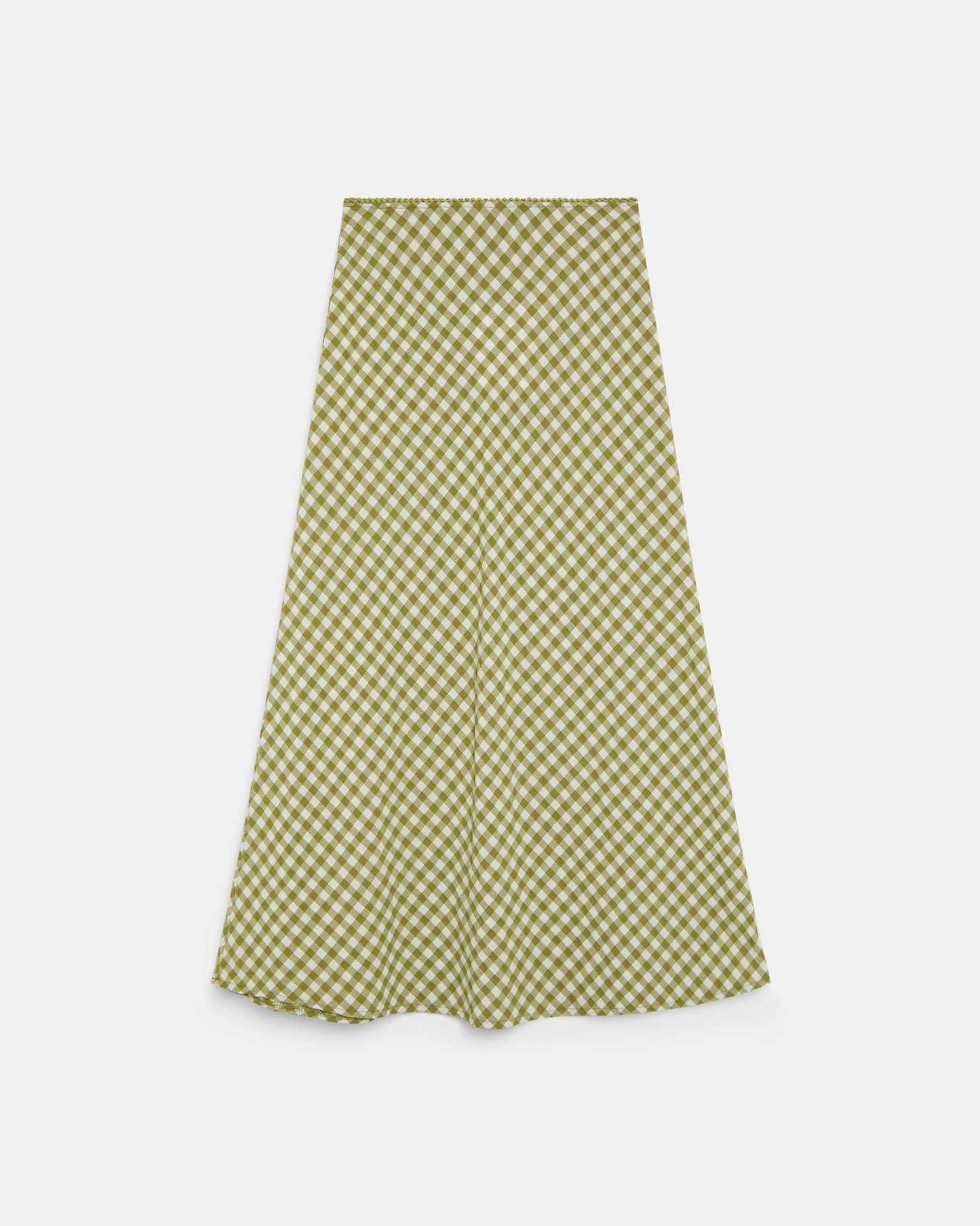 Falda Fluida Cuadros Verde Oscuro