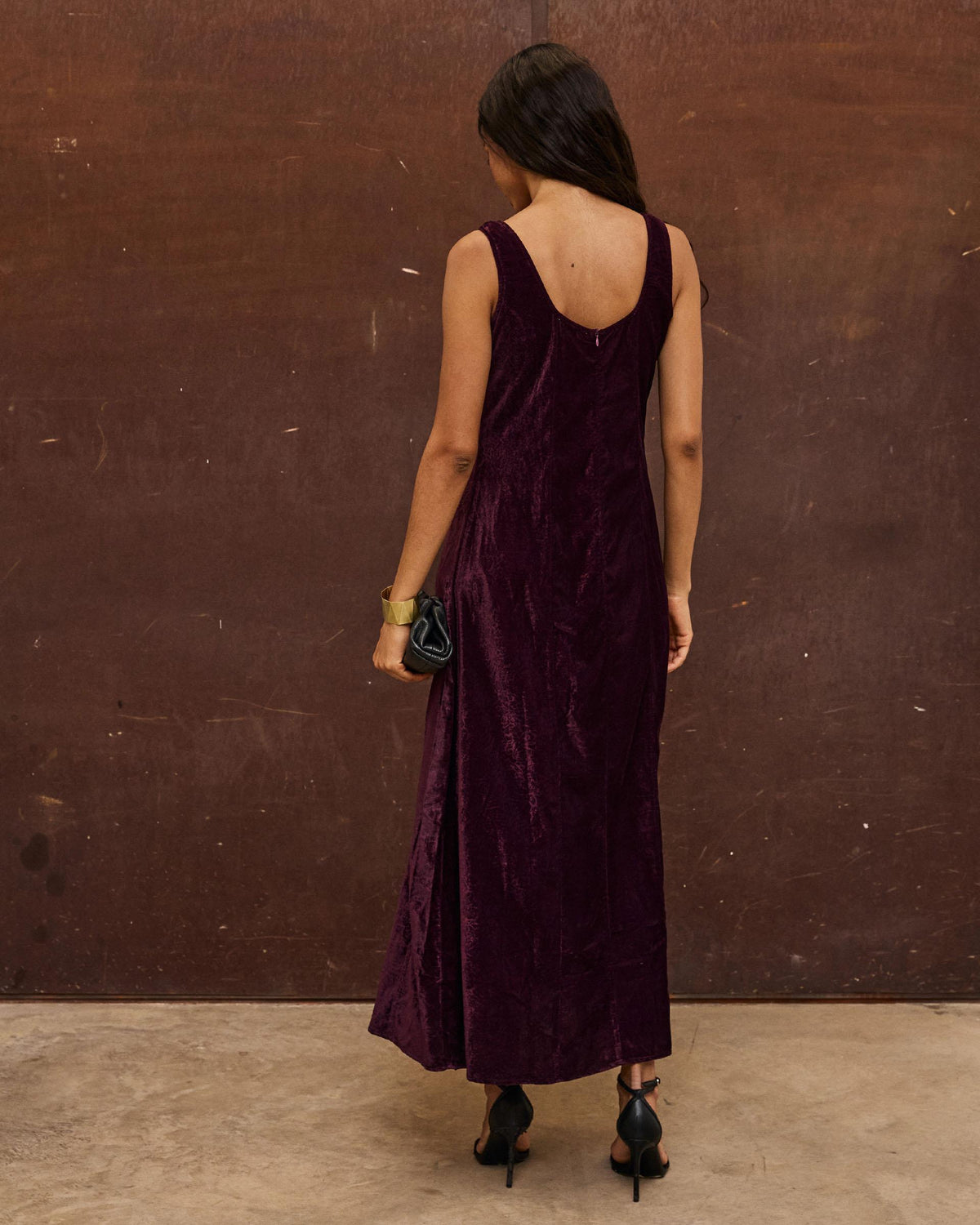 Vestido Tirantes Terciopelo Morado