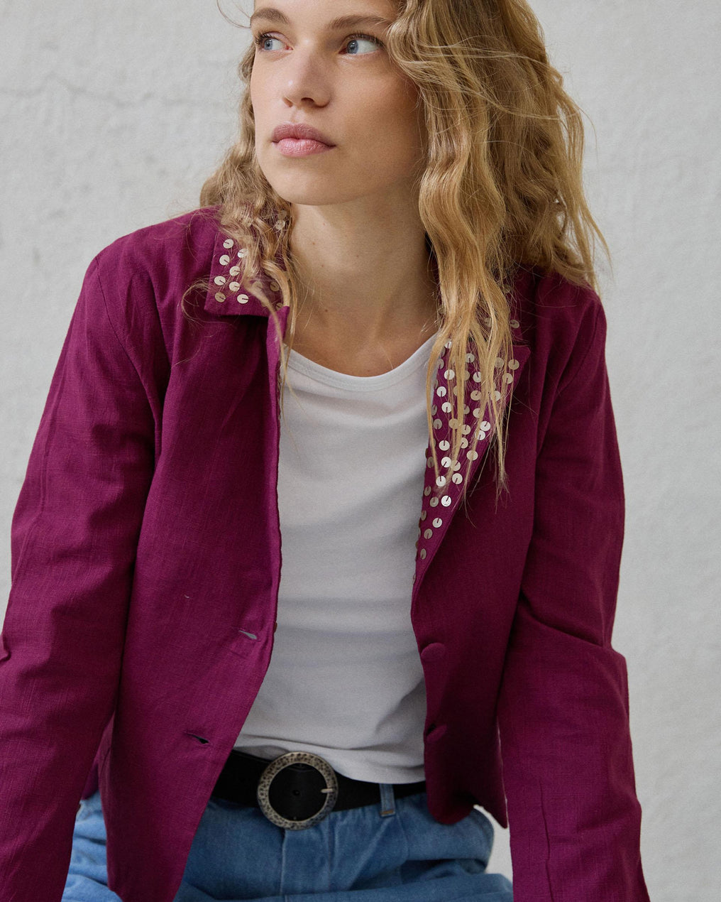 Dark Pink Sequin Blazer