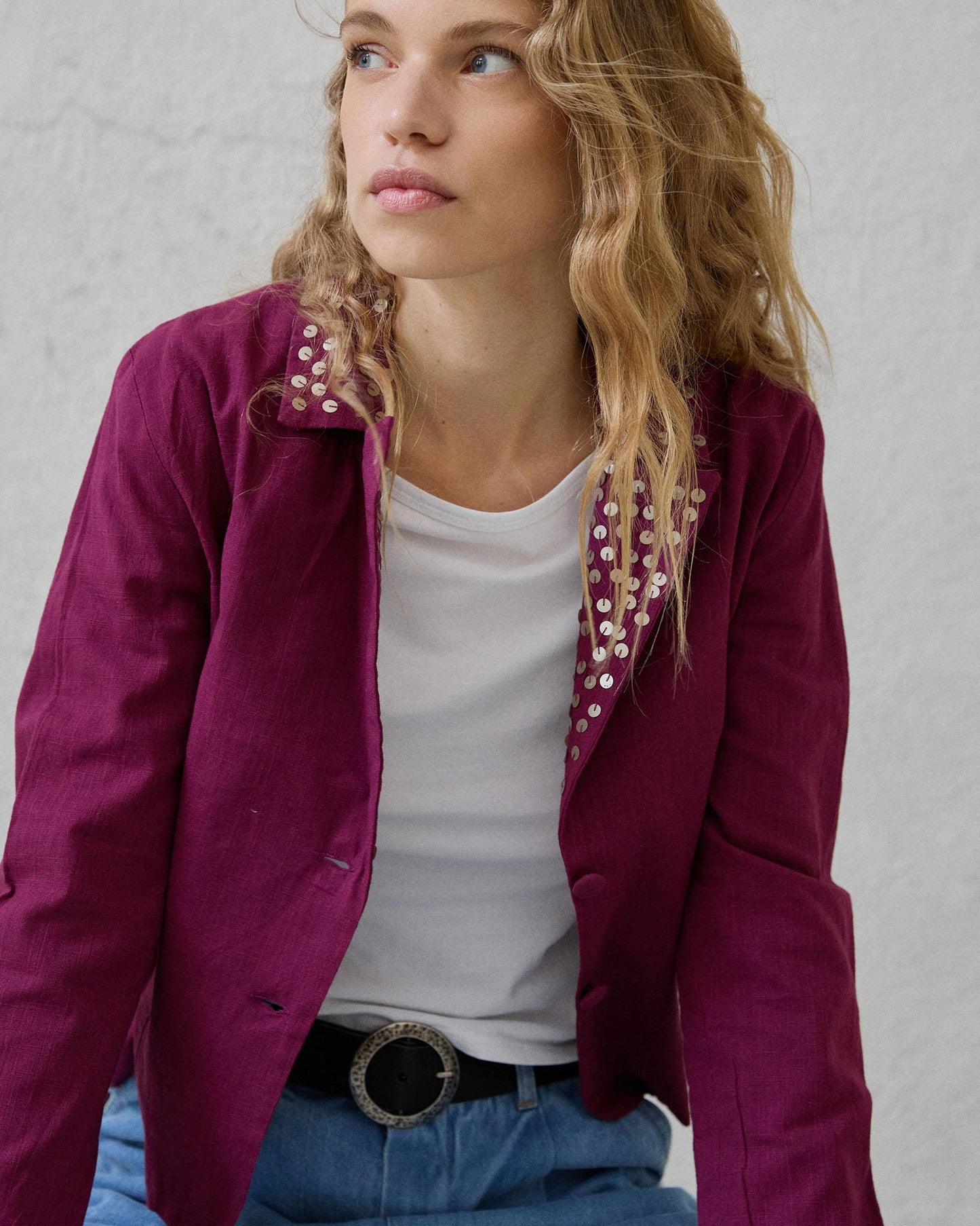 Dark Pink Sequin Blazer