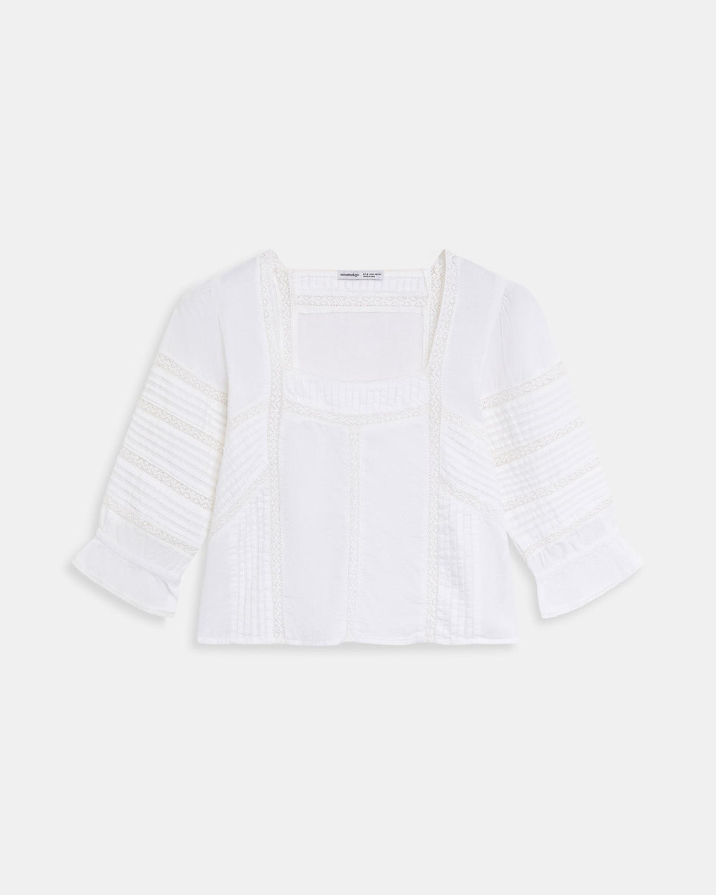 White Square Neckline Lace Blouse