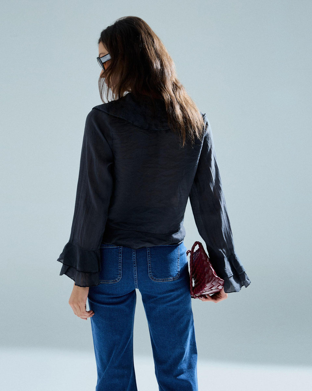 Blusa Tencel Volantes Negro