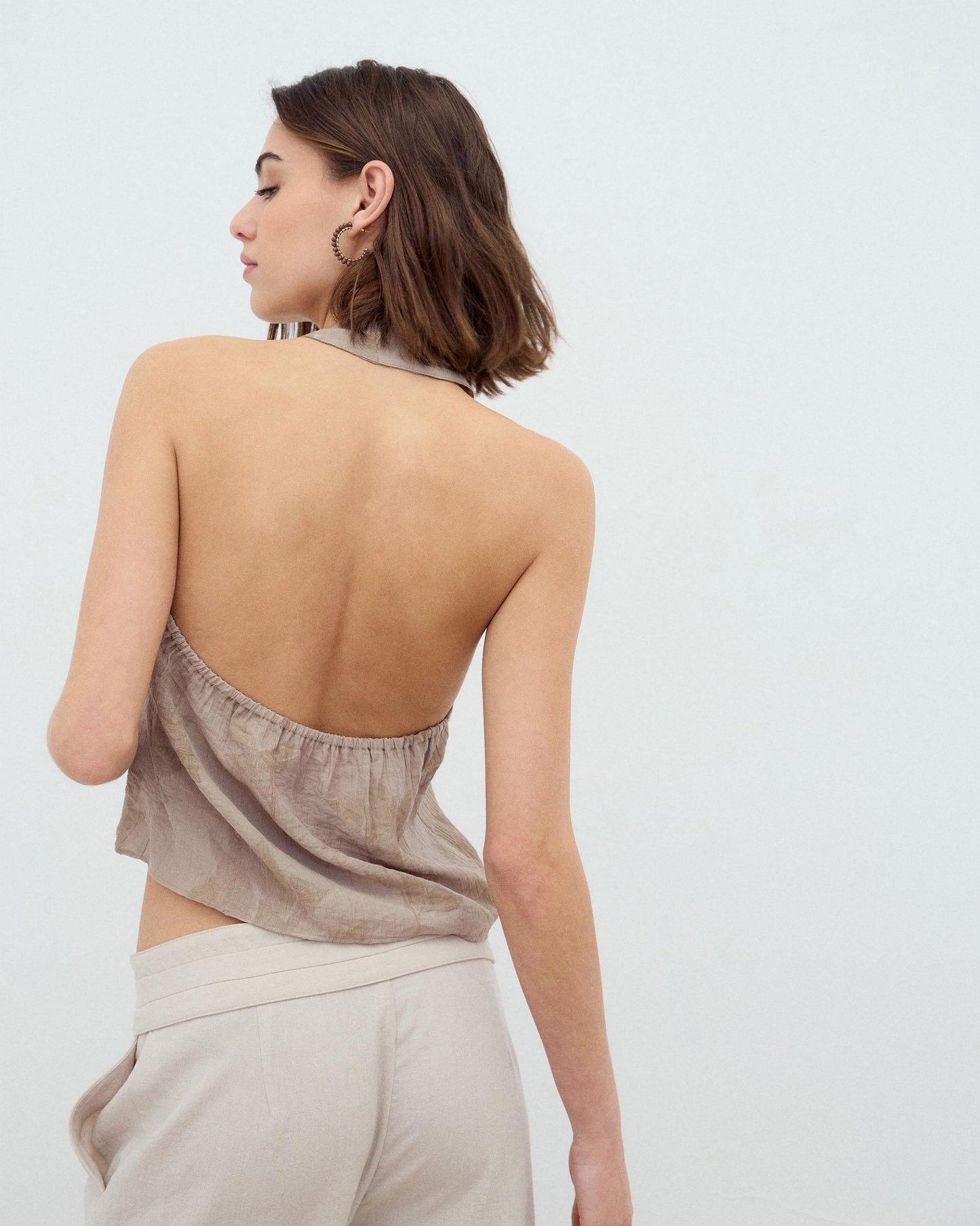 Top Halter Lazadas Estampado Taupe