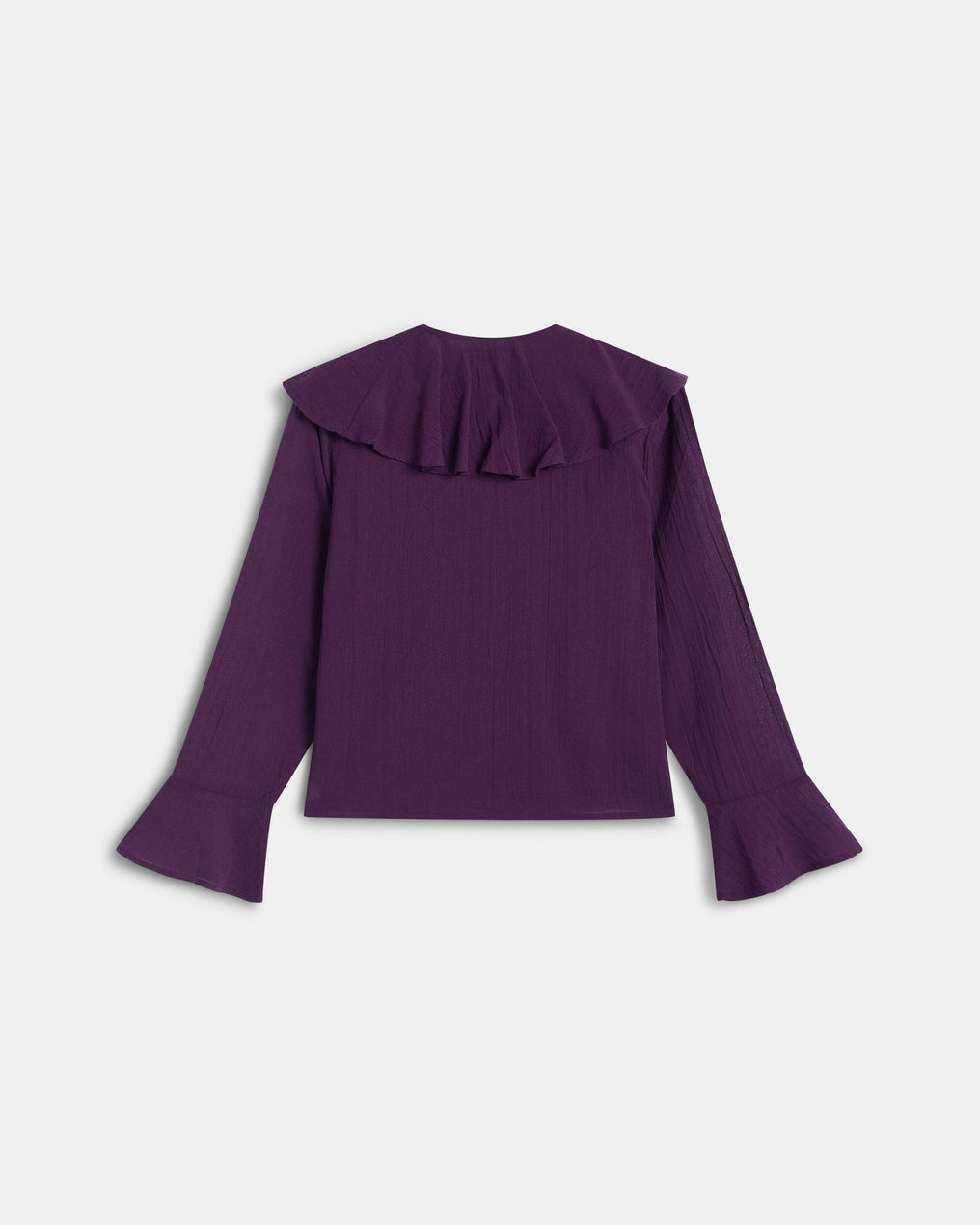 Purple Asymmetrical Ruffle Blouse