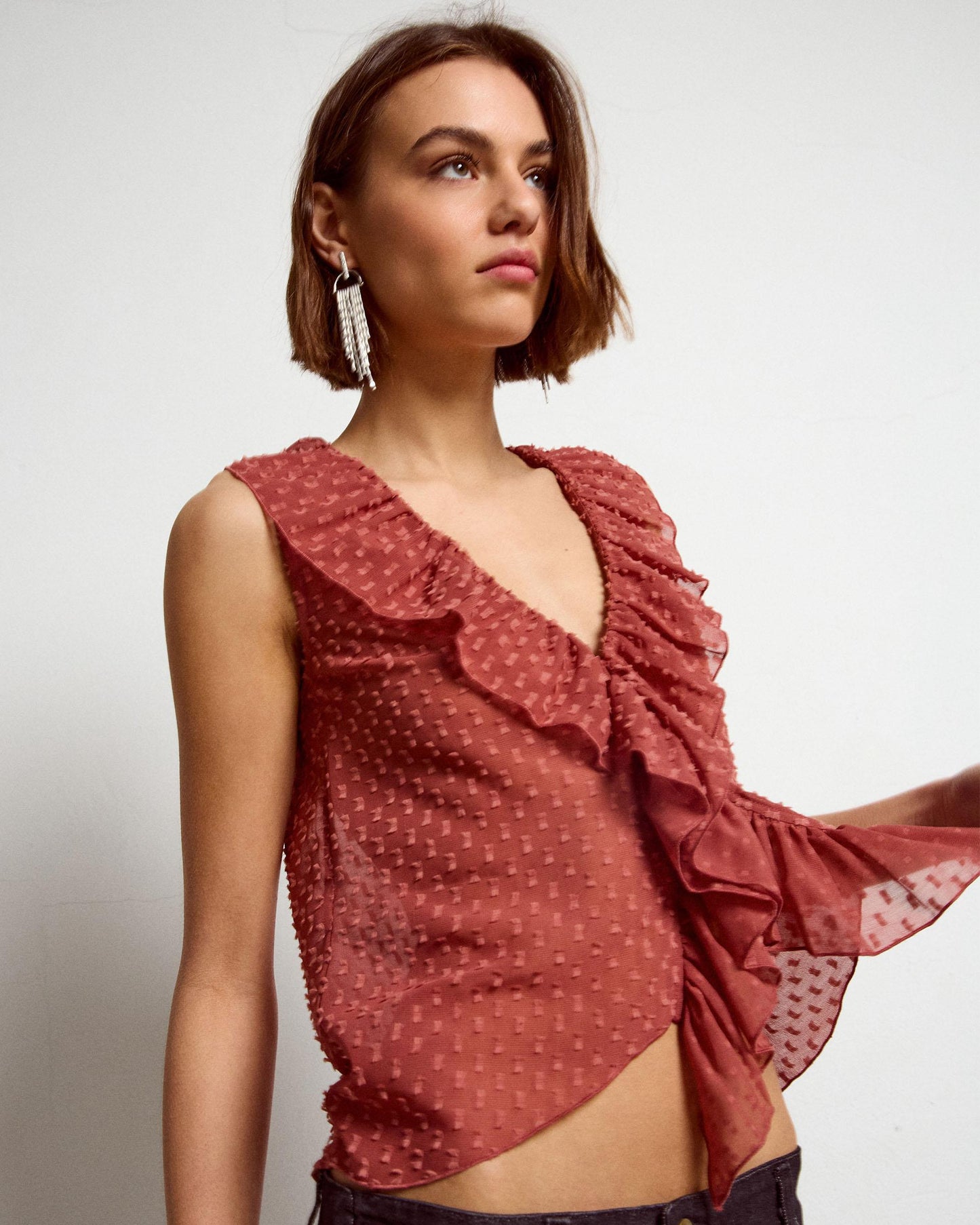 Top Plumeti Volantes Rosa