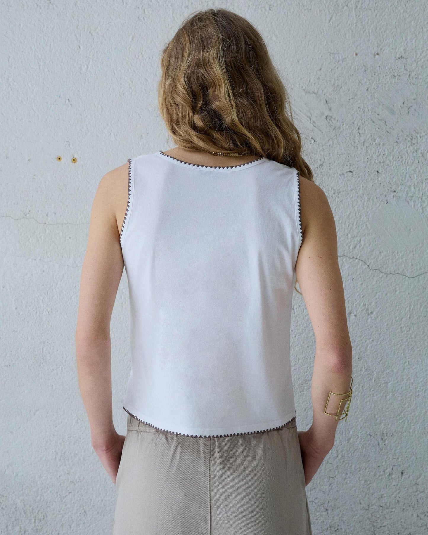 T-shirt de Alças Pespontos Branco