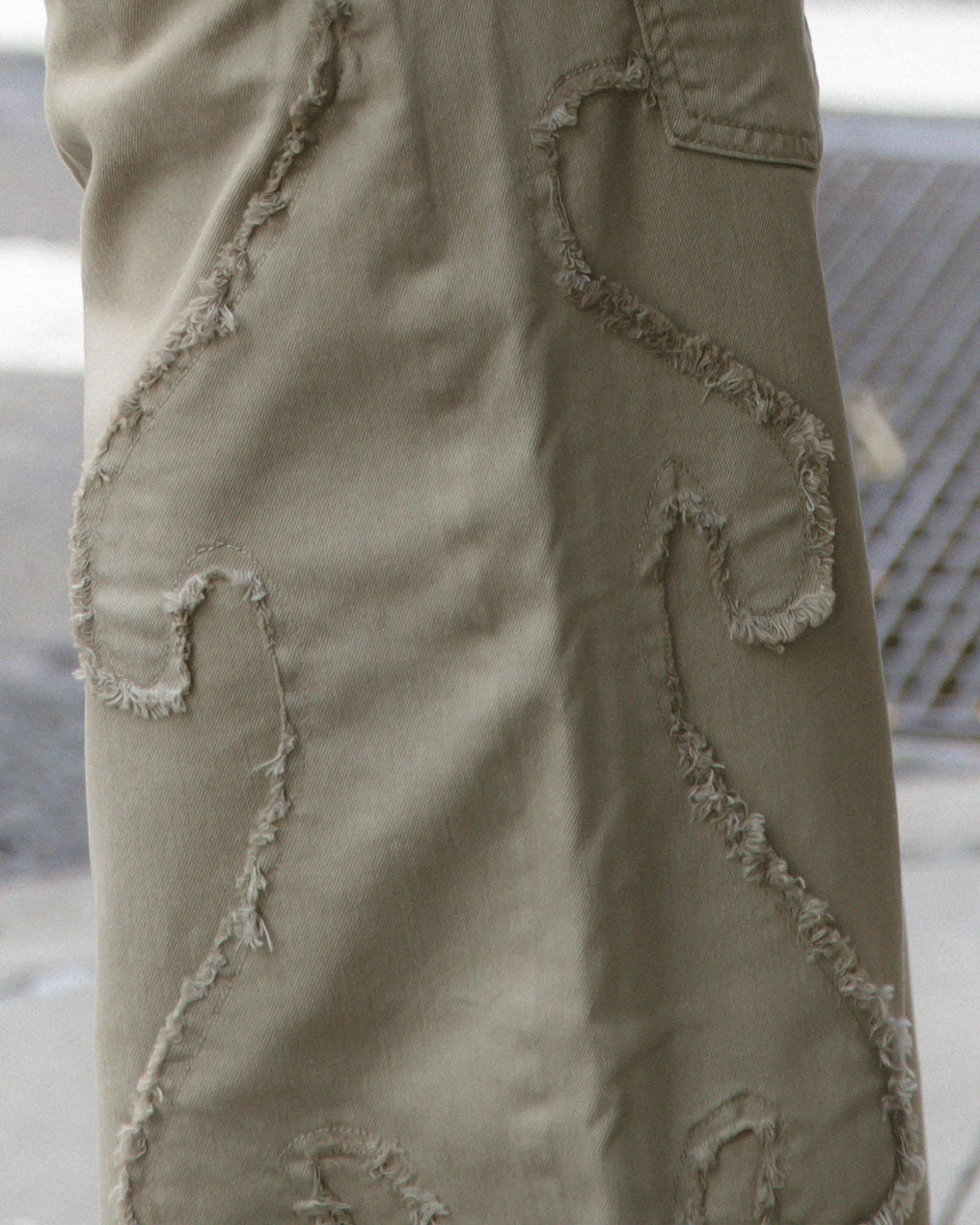 Khaki Side Frayed Jeans