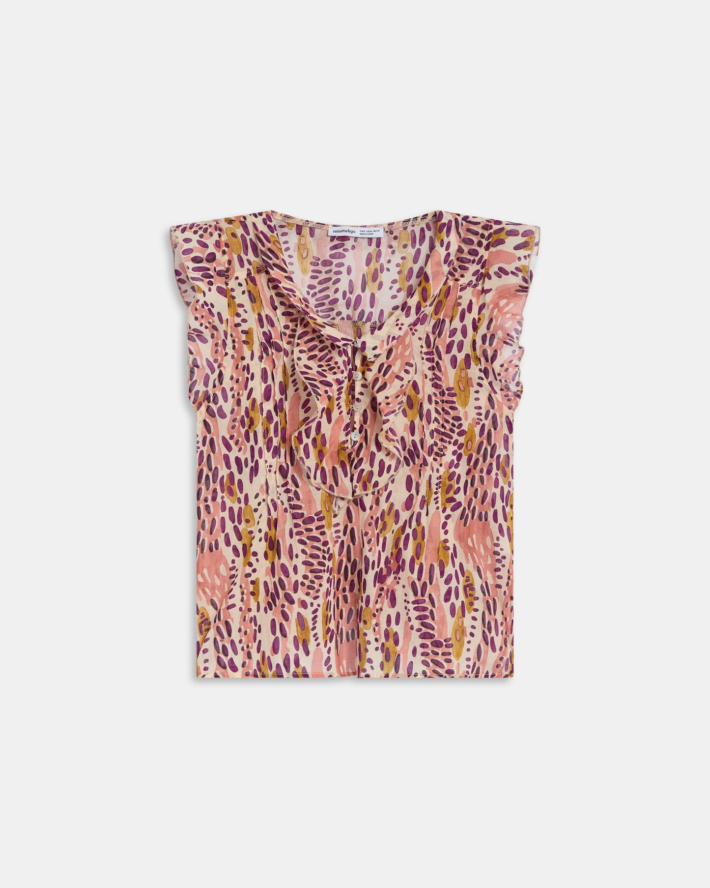 Blouse sans Manches Imprimé Taches Rose