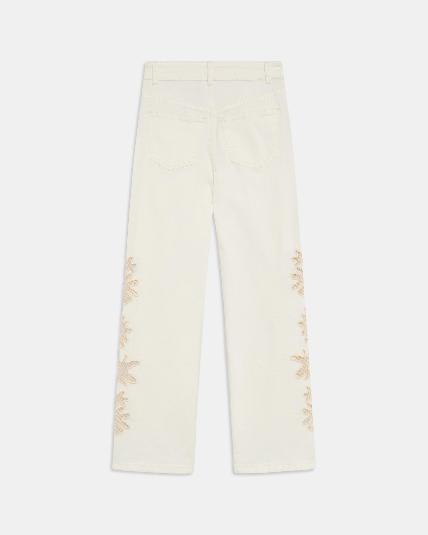 Jeans Detalhe Crochet Branco