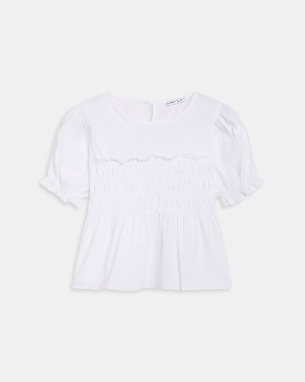 Blusa Manga Abullonada Gomas Blanca