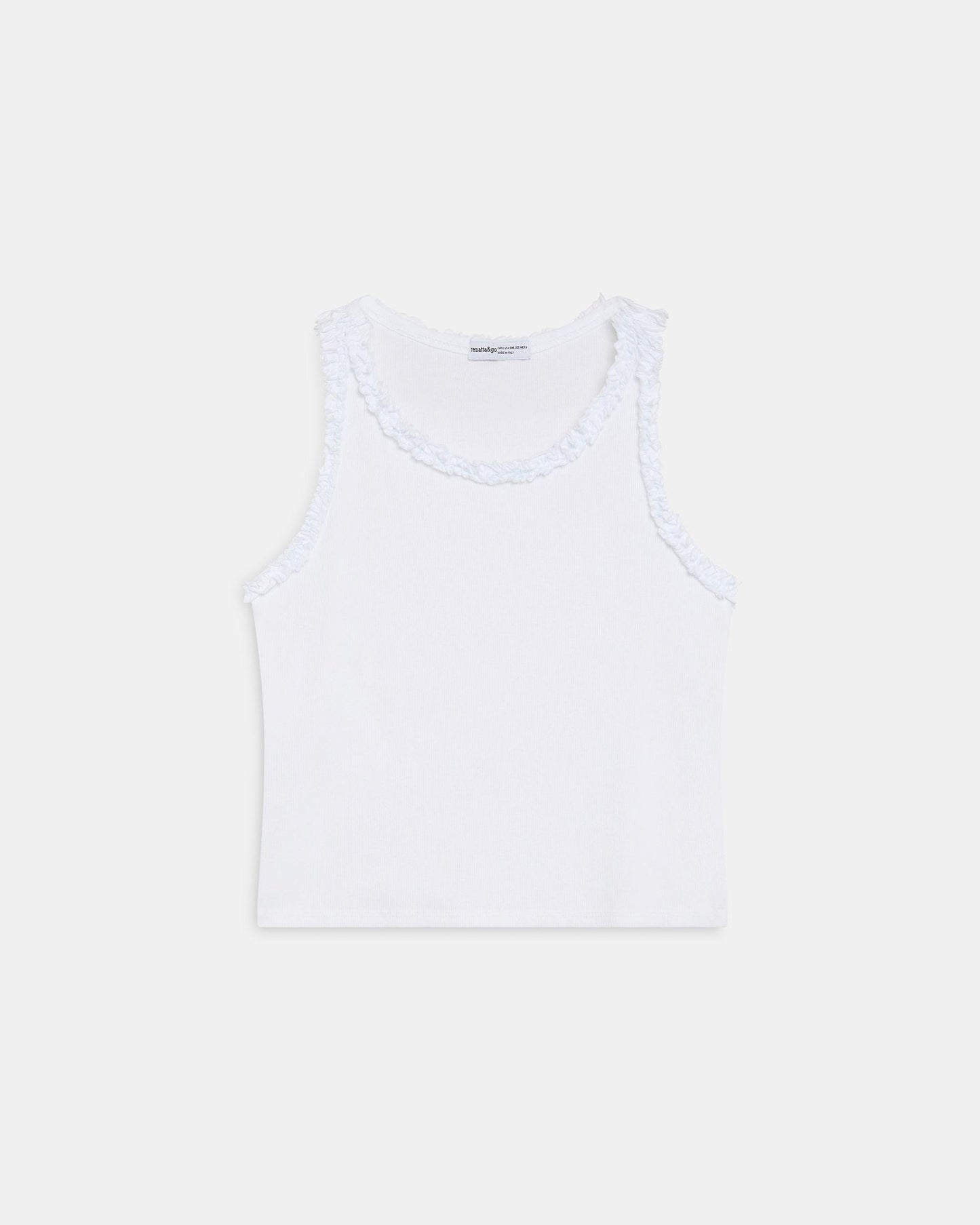 White Ruffle Tank Top