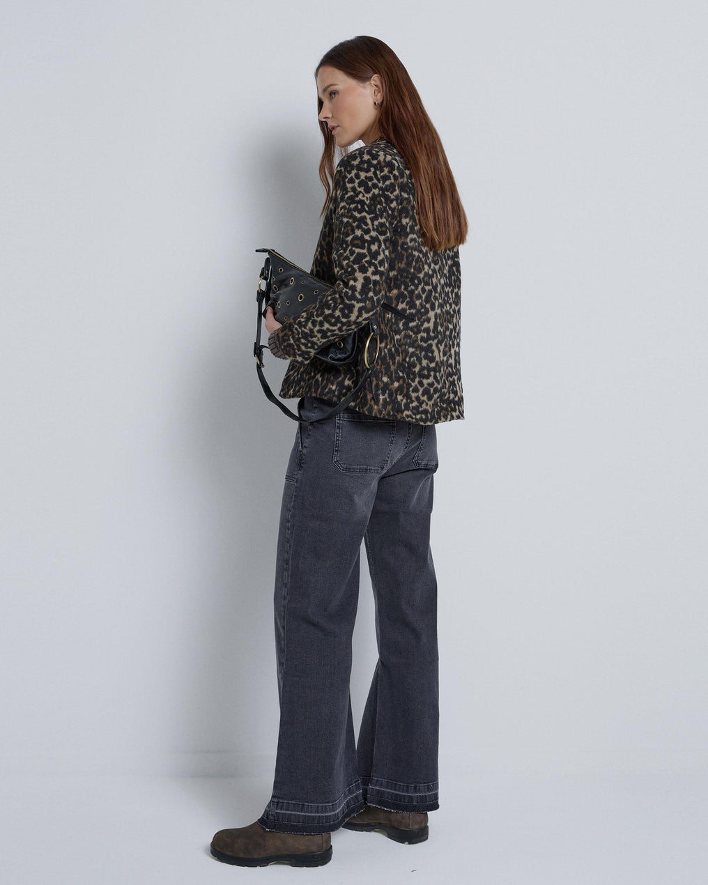 Casaco Animal Print com Lã Castanha